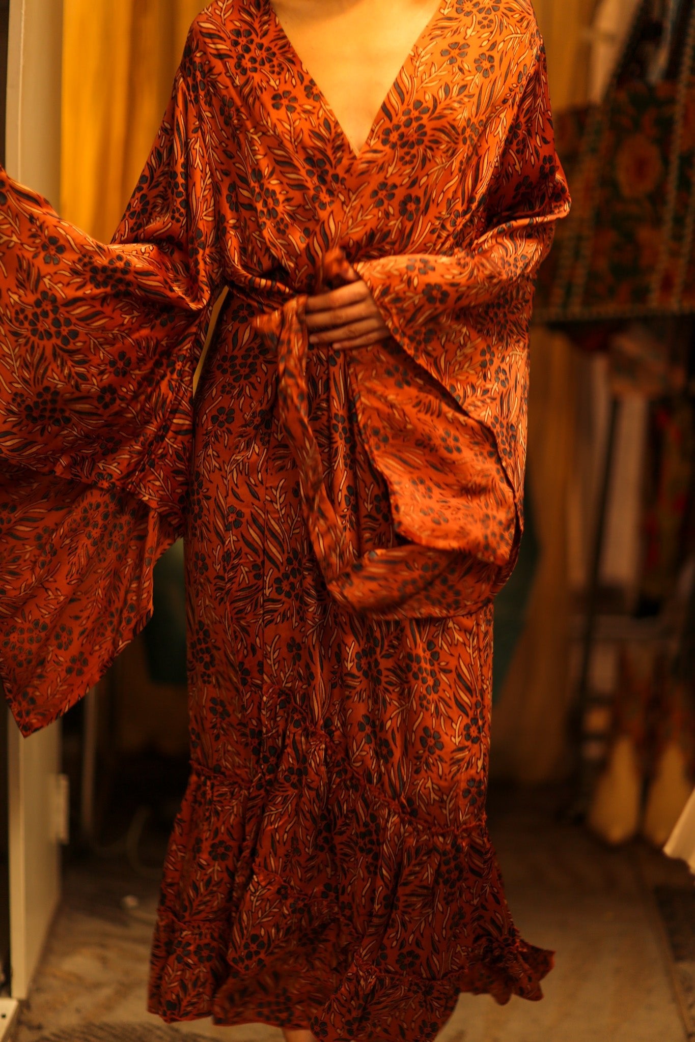 HAND BLOCK PRINT KIMONO PINA - BANGKOK TAILOR CLOTHING STORE - HANDMADE CLOTHING