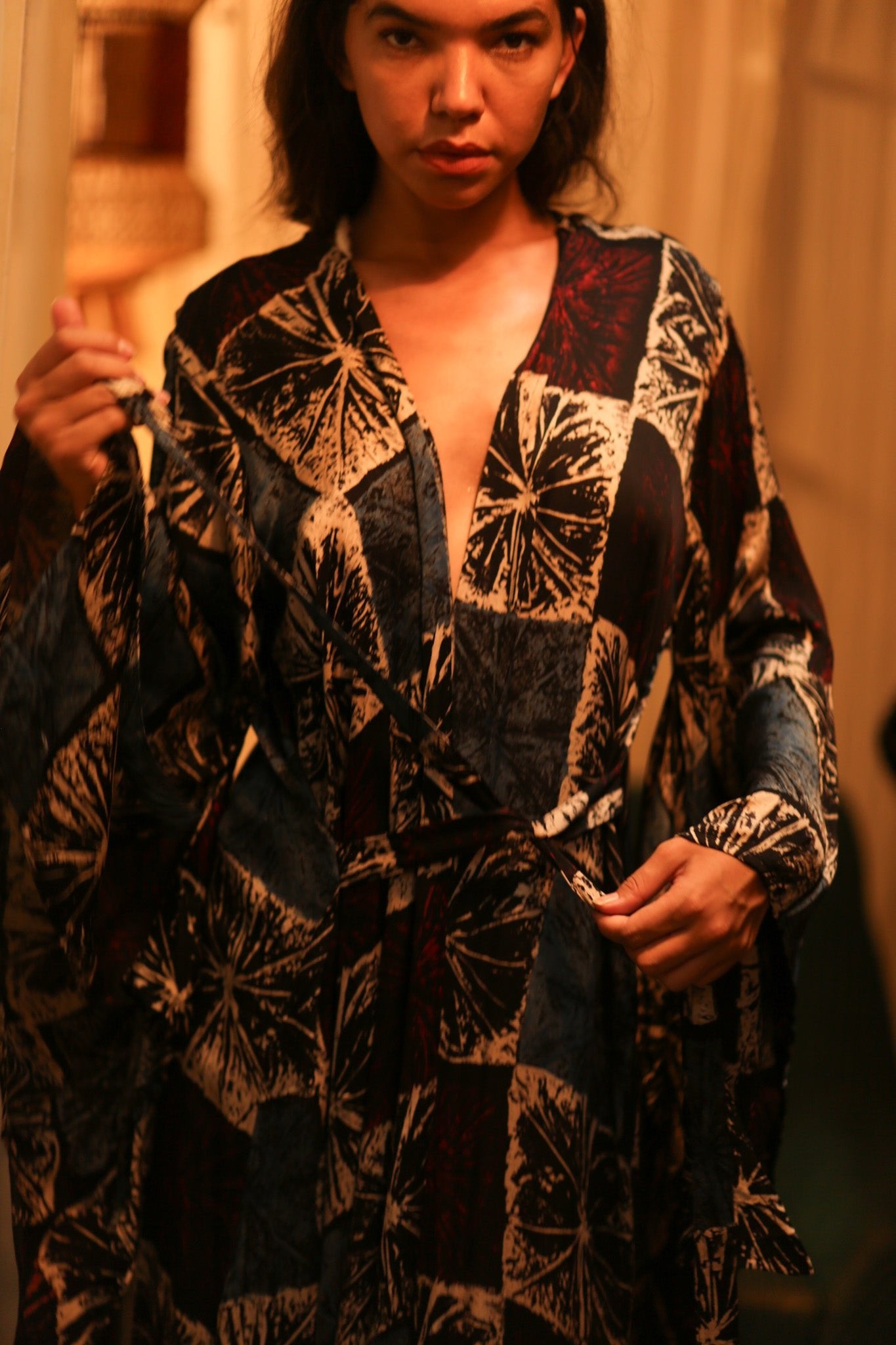 HAND BLOCK PRINT SILK KIMONO PINA MILAN EDIT - BANGKOK TAILOR CLOTHING STORE - HANDMADE CLOTHING