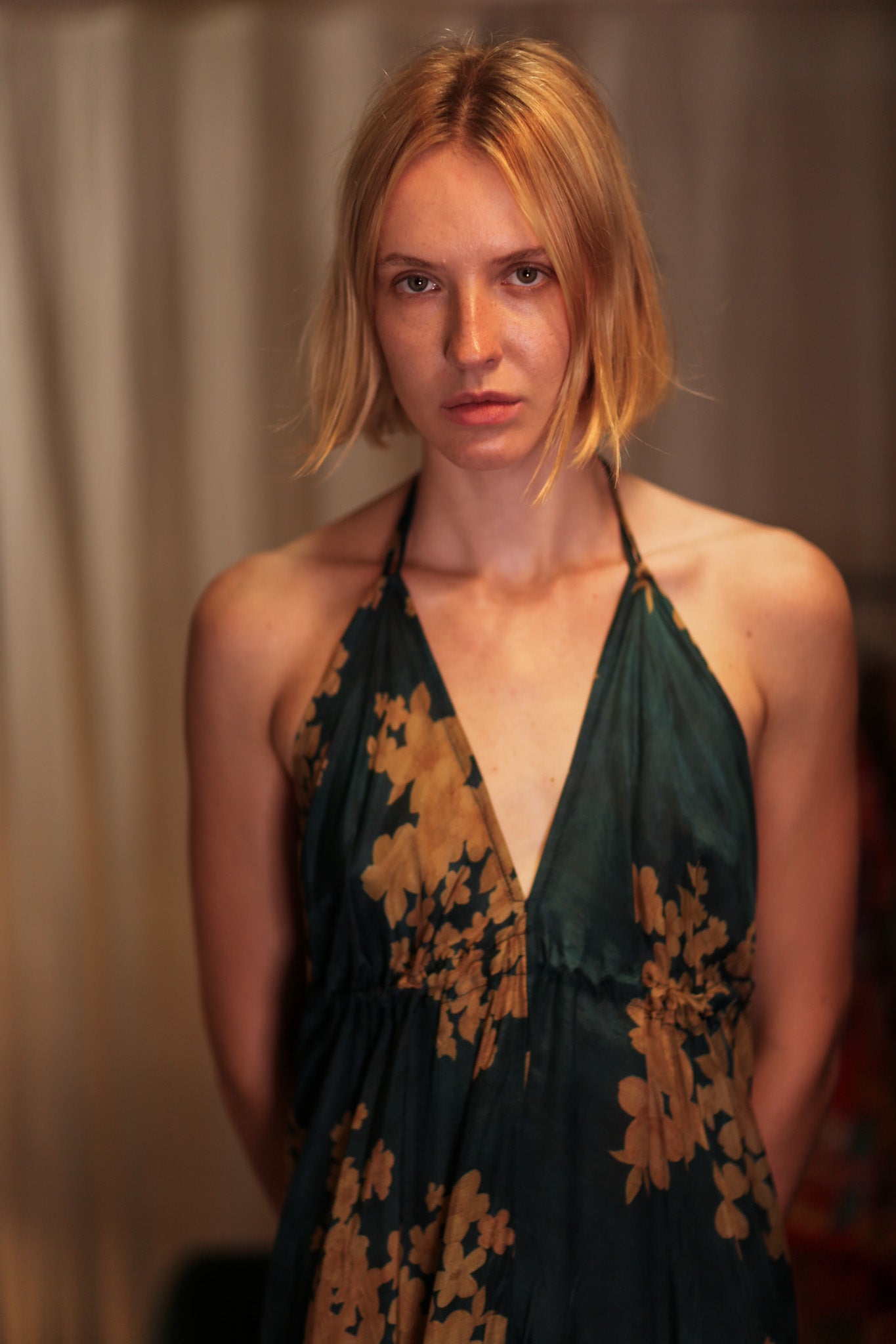 HANNAH SILK DRESS GOLDEN BOUQUET - BANGKOK TAILOR CLOTHING STORE - HANDMADE CLOTHING