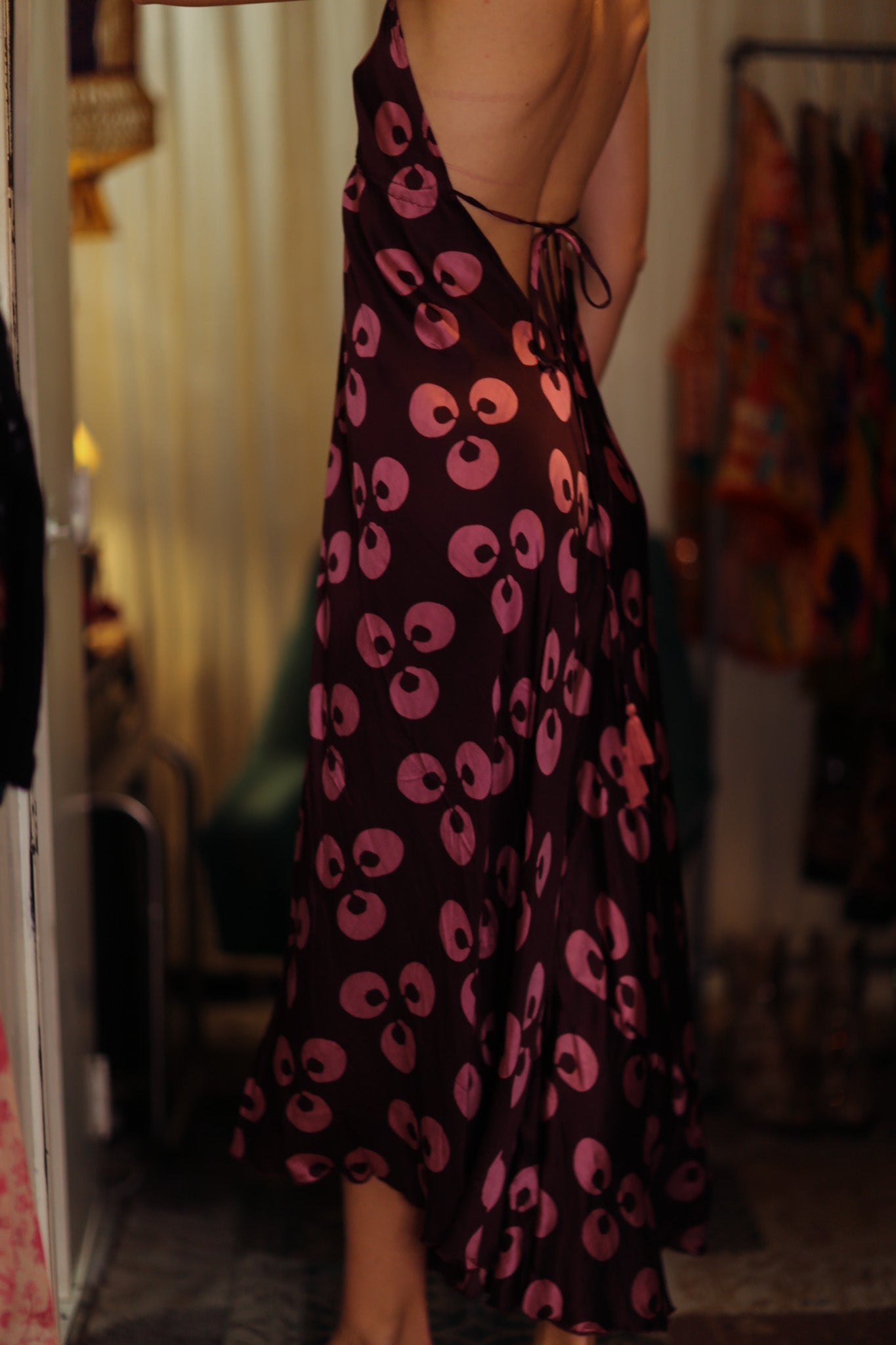 HANNAH SILK DRESS PURPLE MONKEY - BANGKOK TAILOR CLOTHING STORE - HANDMADE CLOTHING