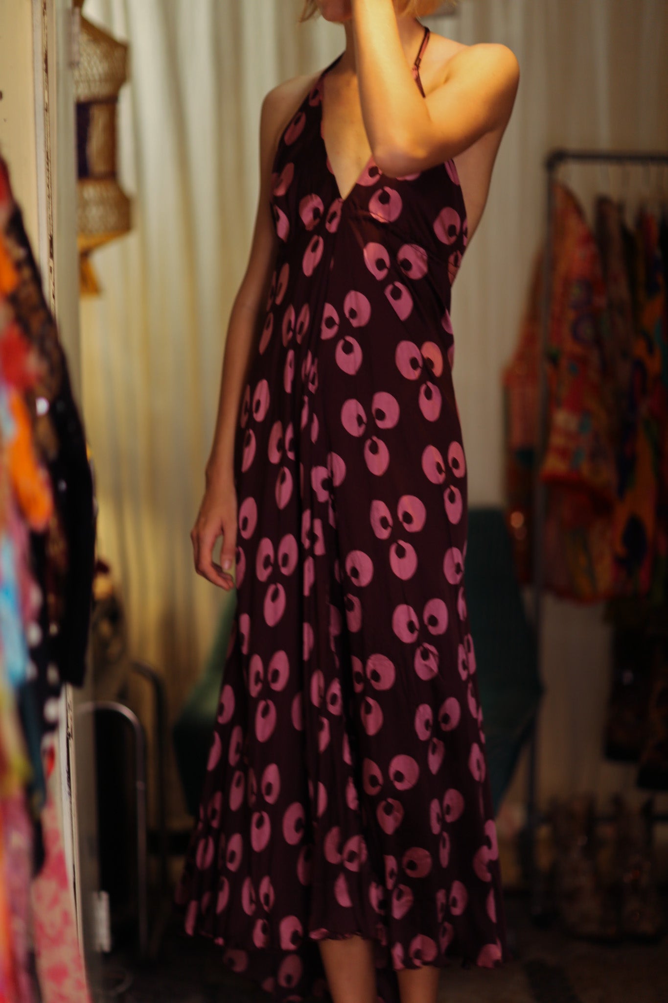 HANNAH SILK DRESS PURPLE MONKEY - BANGKOK TAILOR CLOTHING STORE - HANDMADE CLOTHING