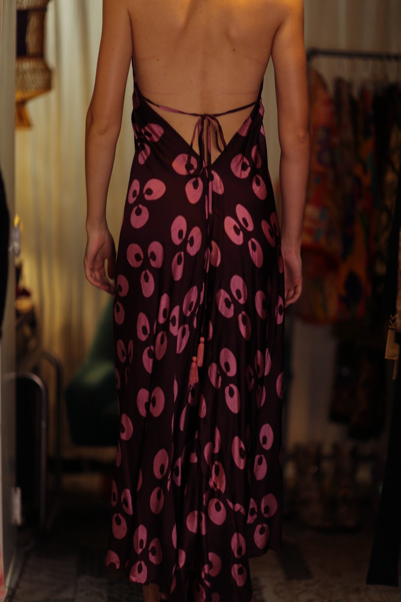 HANNAH SILK DRESS PURPLE MONKEY - BANGKOK TAILOR CLOTHING STORE - HANDMADE CLOTHING