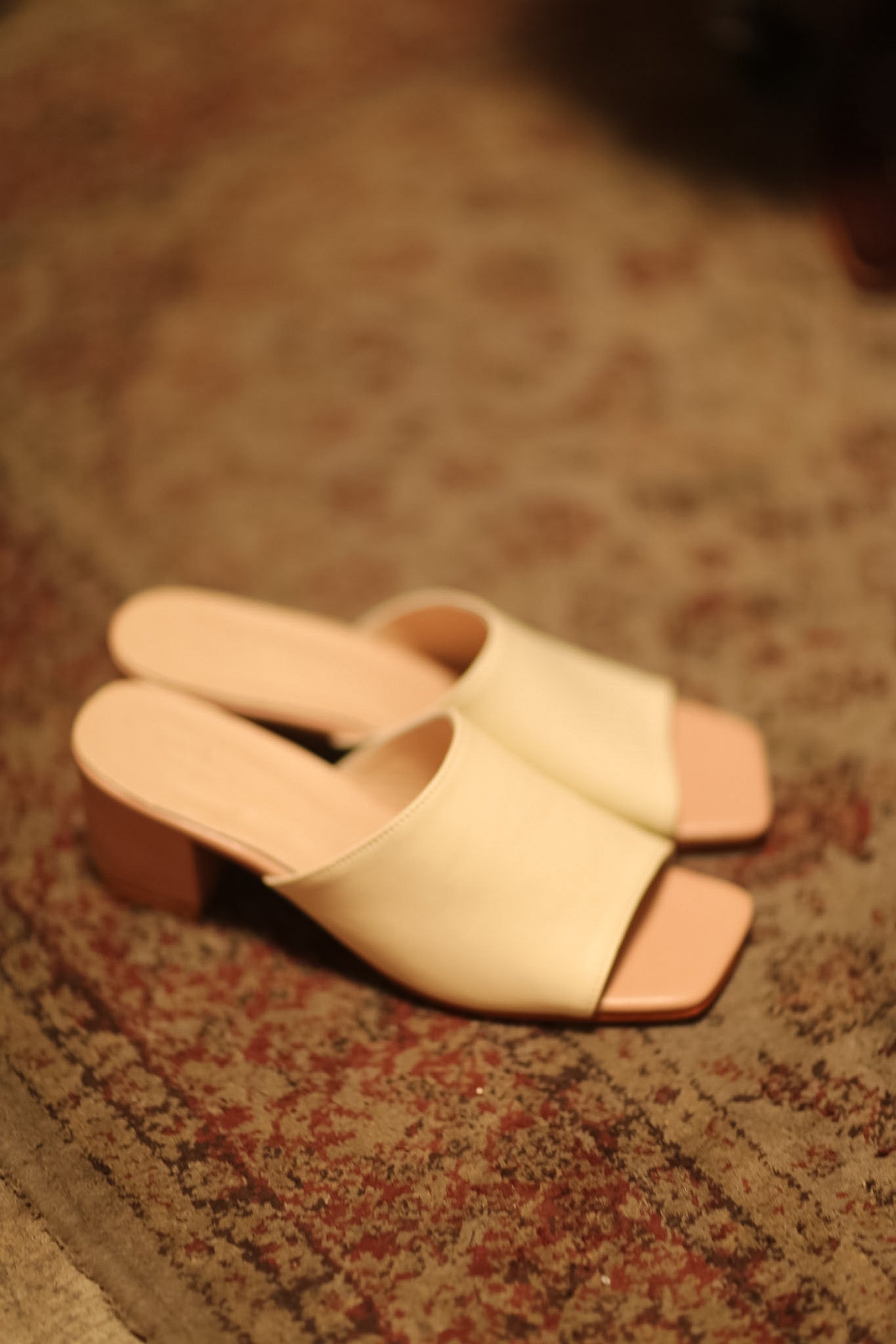 HEELED MULES LORIN CREAM NUDE PINK - BANGKOK TAILOR CLOTHING STORE - HANDMADE CLOTHING