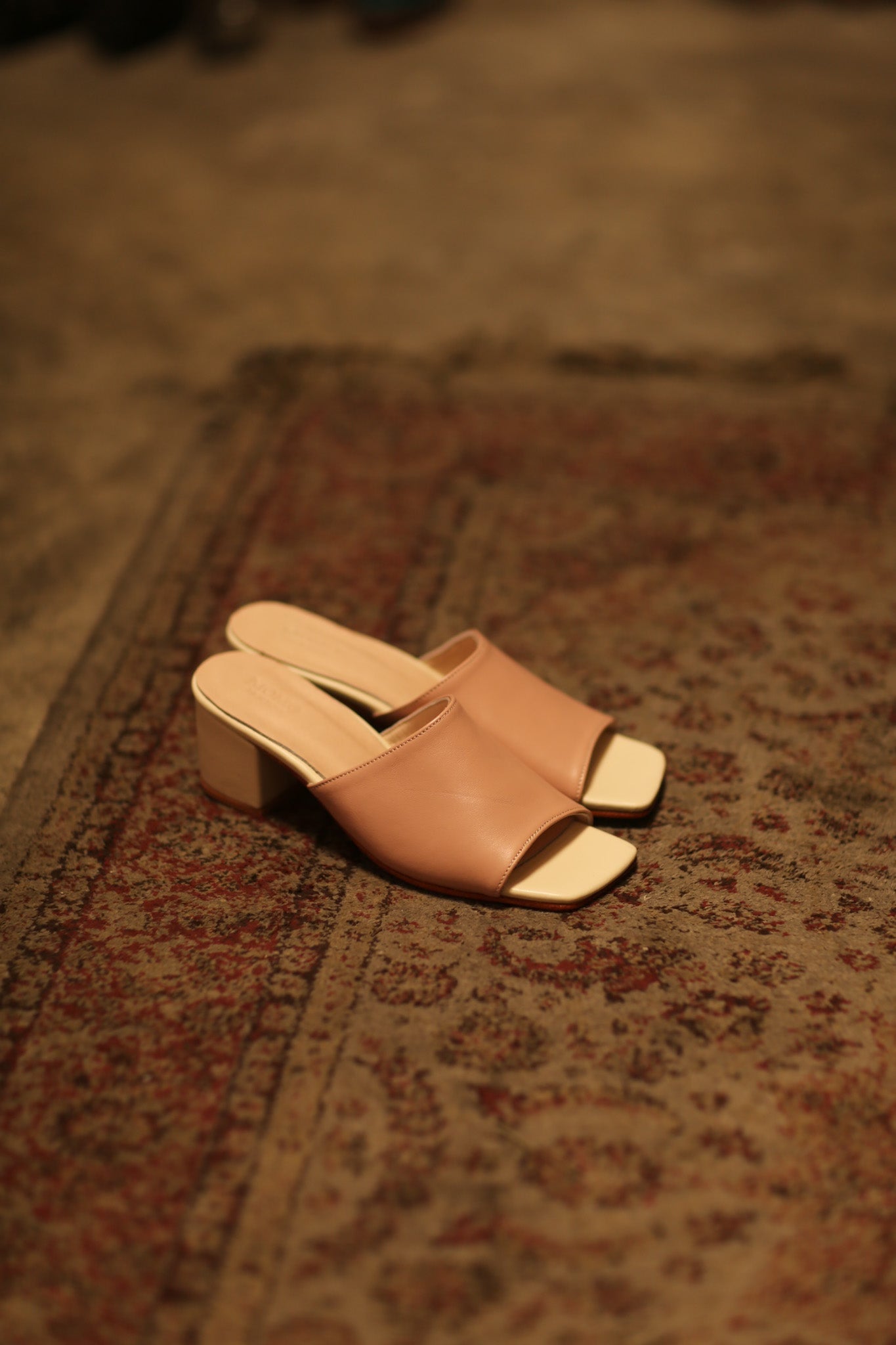 HEELED MULES LORIN NUDE PINK GOLD - BANGKOK TAILOR CLOTHING STORE - HANDMADE CLOTHING