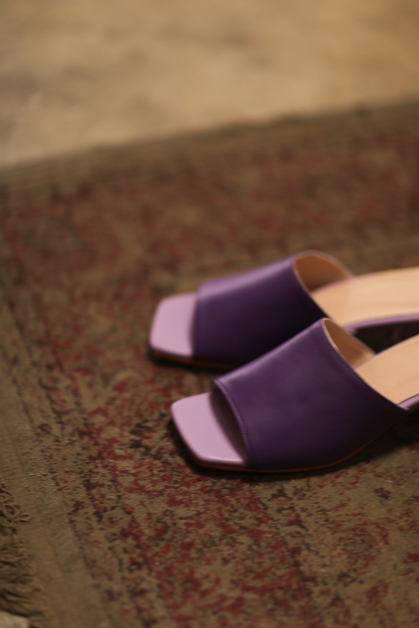 HEELED MULES LORIN PURPLE LAVENDER - BANGKOK TAILOR CLOTHING STORE - HANDMADE CLOTHING
