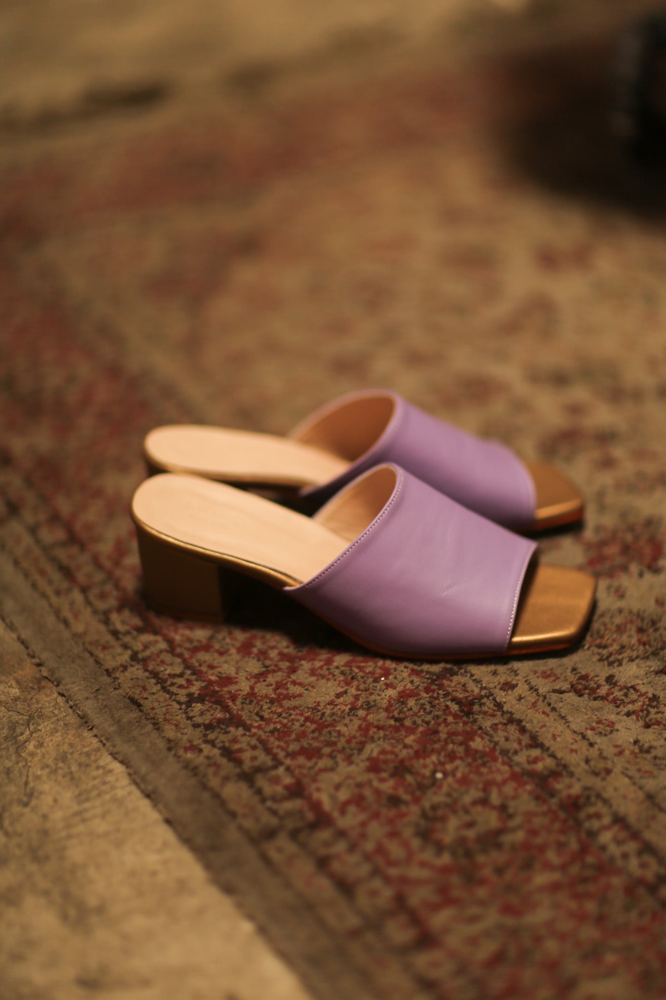 HEELED MULES LORINS LAVENDER GOLD - BANGKOK TAILOR CLOTHING STORE - HANDMADE CLOTHING