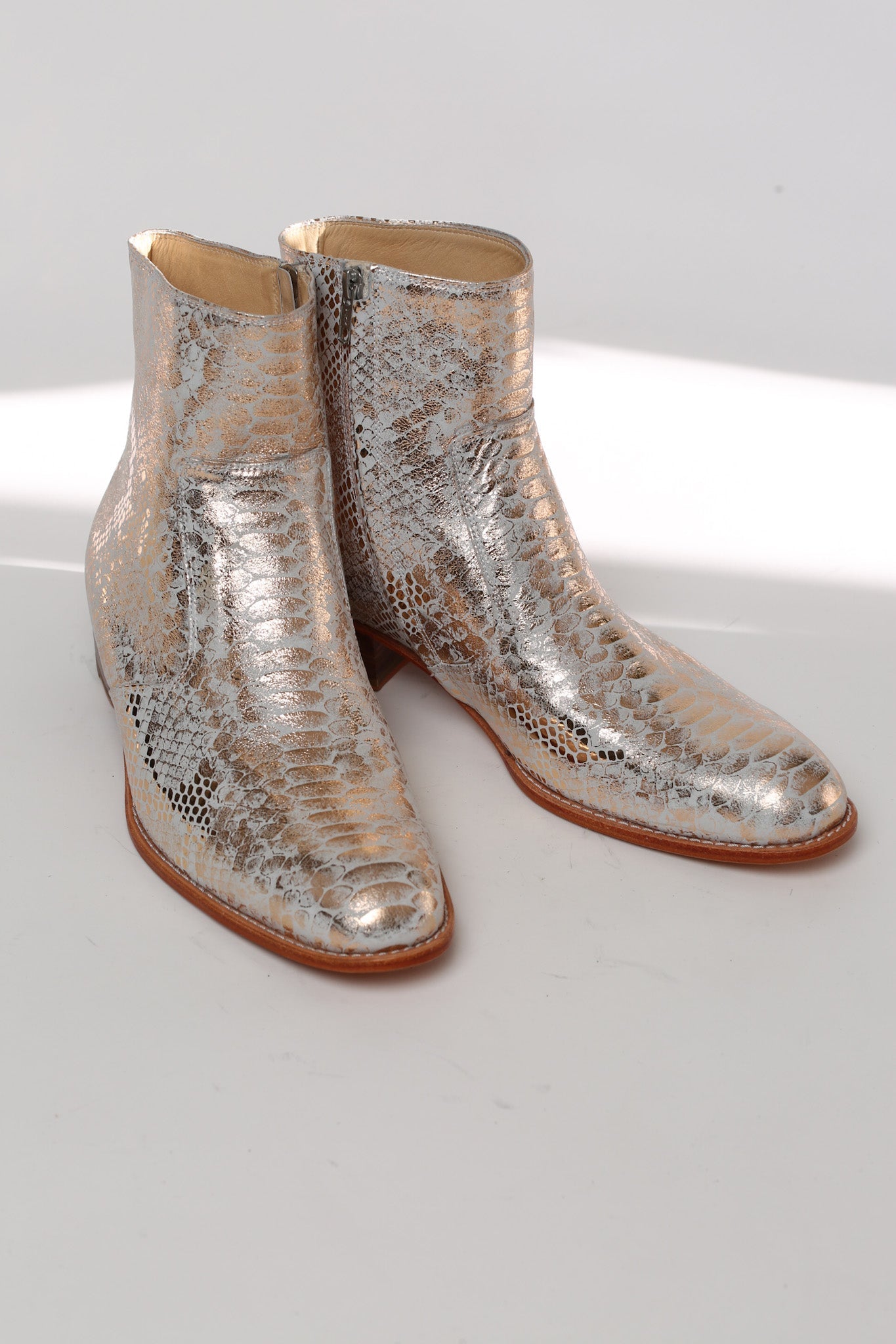 IAN SNAKE PRINT SILVER BOOTS - BANGKOK TAILOR CLOTHING STORE - HANDMADE CLOTHING