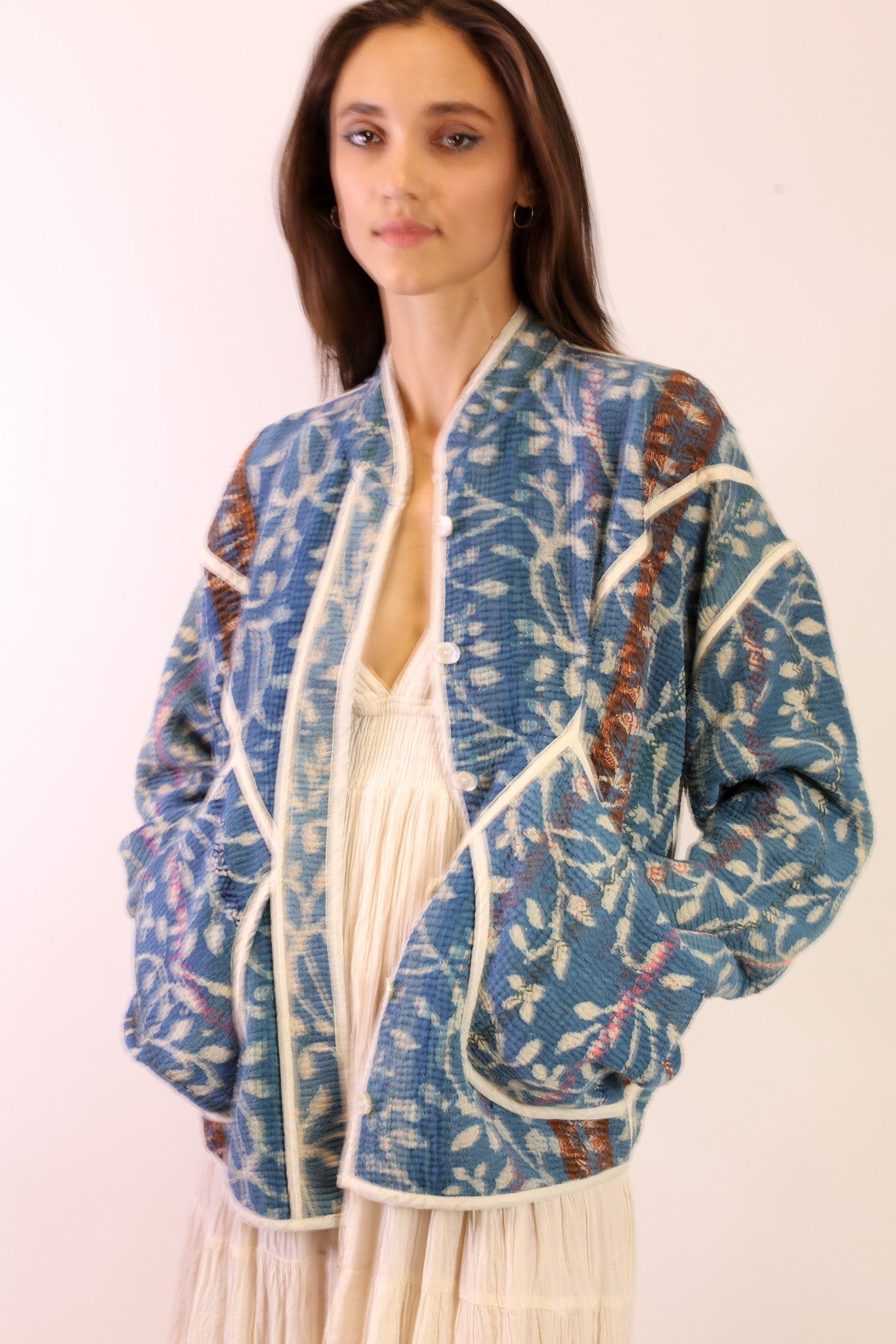 INDIGO KANTHA JACKET EMMY - BANGKOK TAILOR CLOTHING STORE - HANDMADE CLOTHING