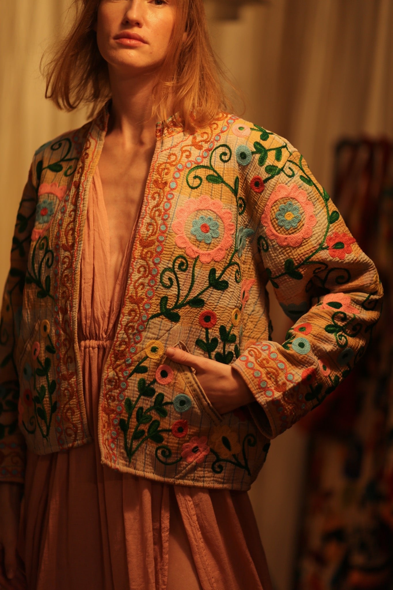 JACKET INGRID FLOWER EMBROIDERED - BANGKOK TAILOR CLOTHING STORE - HANDMADE CLOTHING
