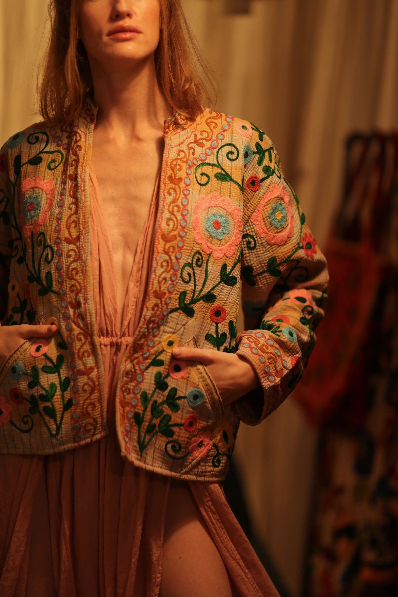 JACKET INGRID FLOWER EMBROIDERED - BANGKOK TAILOR CLOTHING STORE - HANDMADE CLOTHING