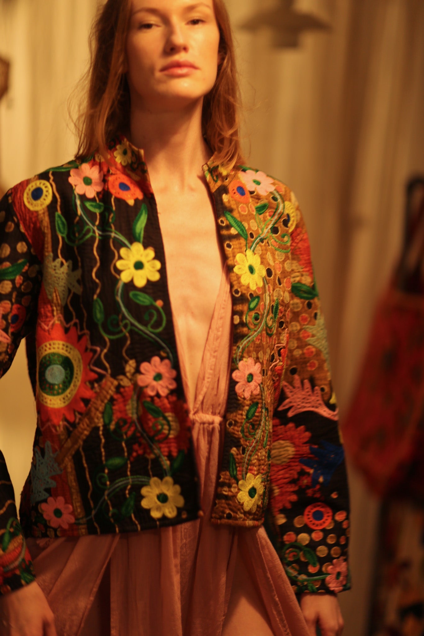 JACKET INGRID LIGHT AND DARK BROWN EMBROIDERED - BANGKOK TAILOR CLOTHING STORE - HANDMADE CLOTHING