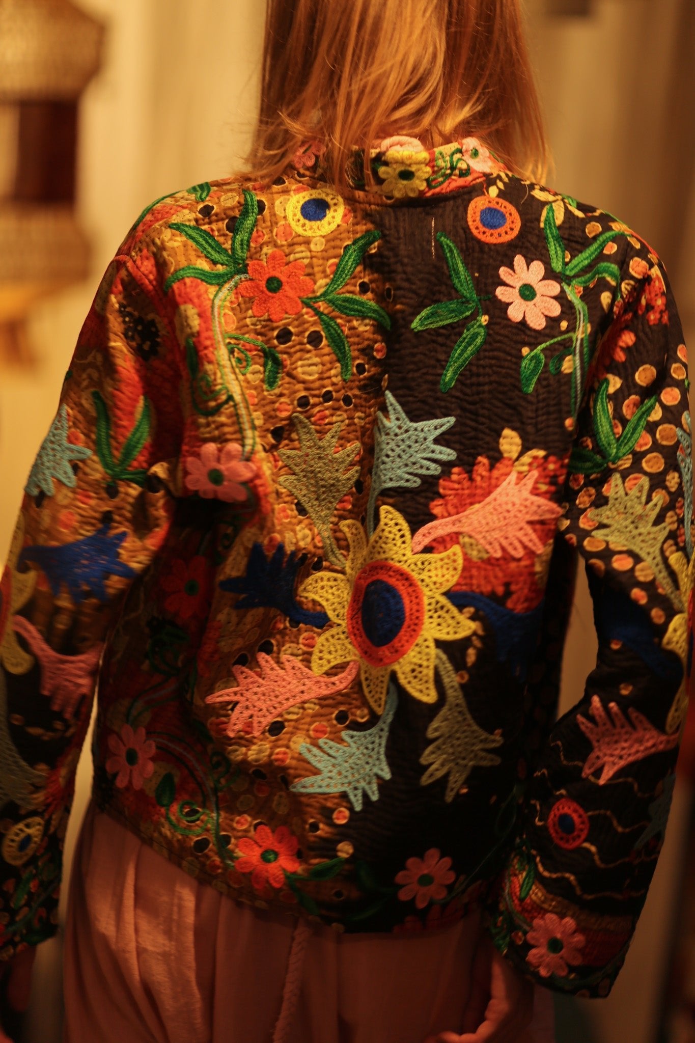 JACKET INGRID LIGHT AND DARK BROWN EMBROIDERED - BANGKOK TAILOR CLOTHING STORE - HANDMADE CLOTHING