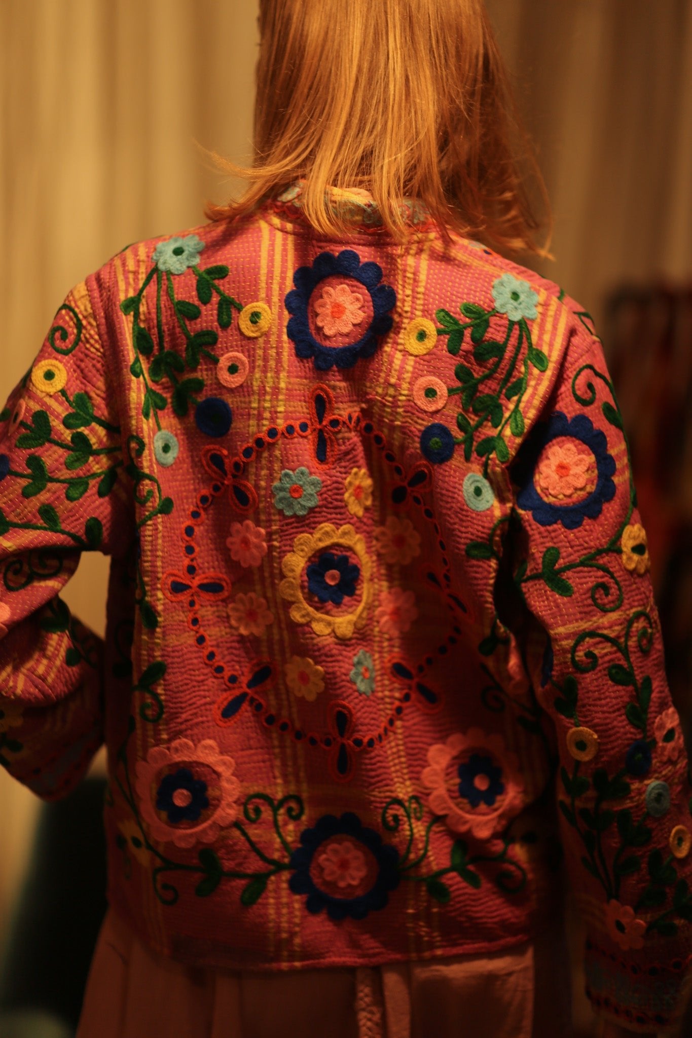 JACKET INGRID MARY PINK EMBROIDERED - BANGKOK TAILOR CLOTHING STORE - HANDMADE CLOTHING