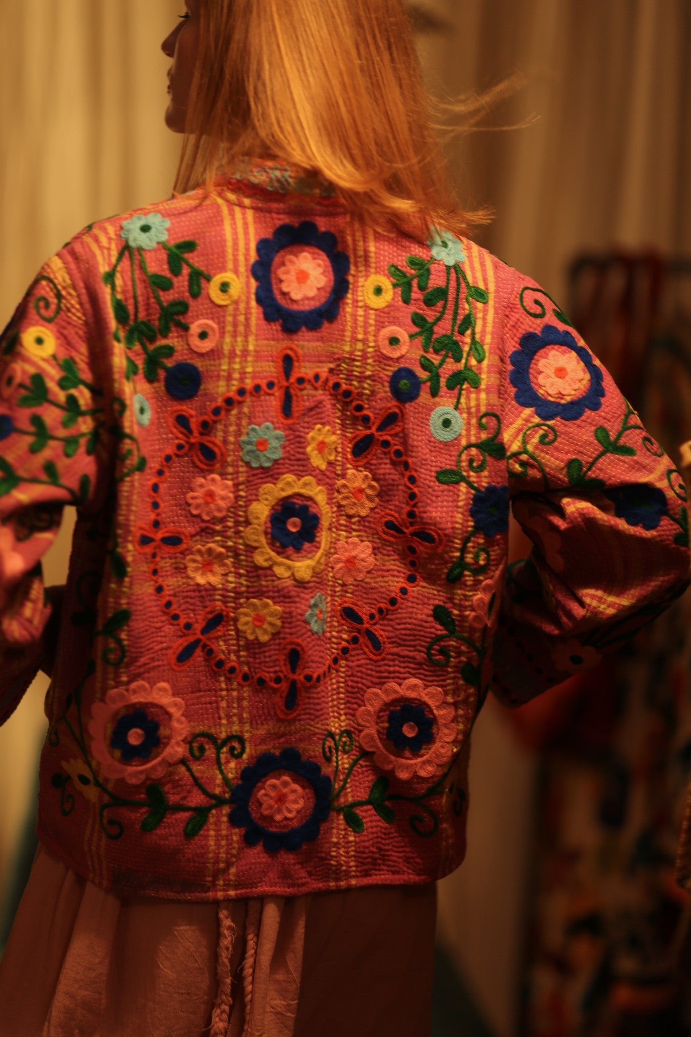JACKET INGRID MARY PINK EMBROIDERED - BANGKOK TAILOR CLOTHING STORE - HANDMADE CLOTHING