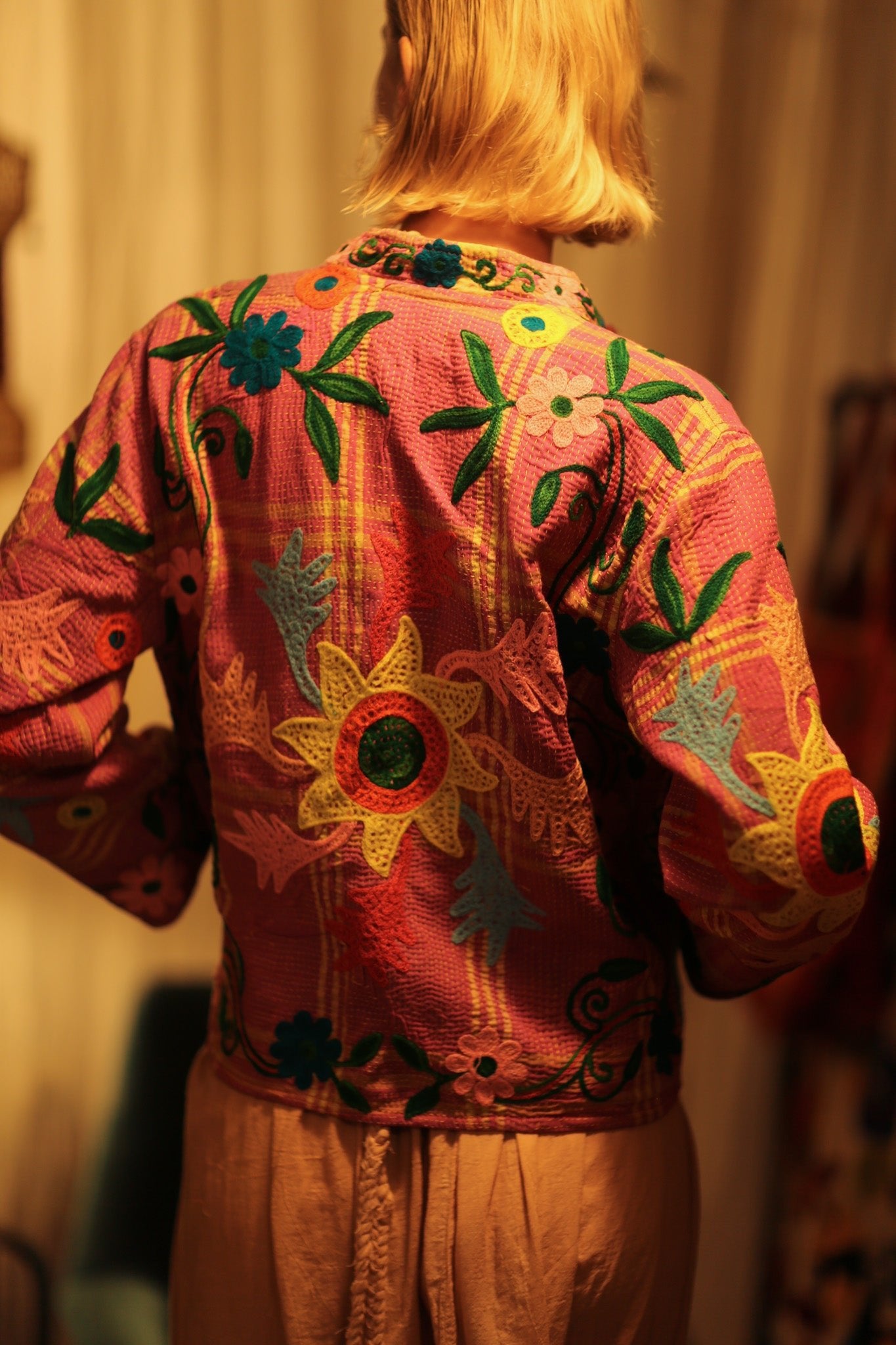 JACKET INGRID SUNFLOWER EMBROIDERED - BANGKOK TAILOR CLOTHING STORE - HANDMADE CLOTHING