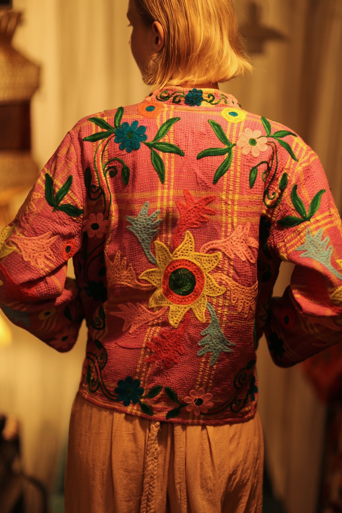 JACKET INGRID SUNFLOWER EMBROIDERED - BANGKOK TAILOR CLOTHING STORE - HANDMADE CLOTHING