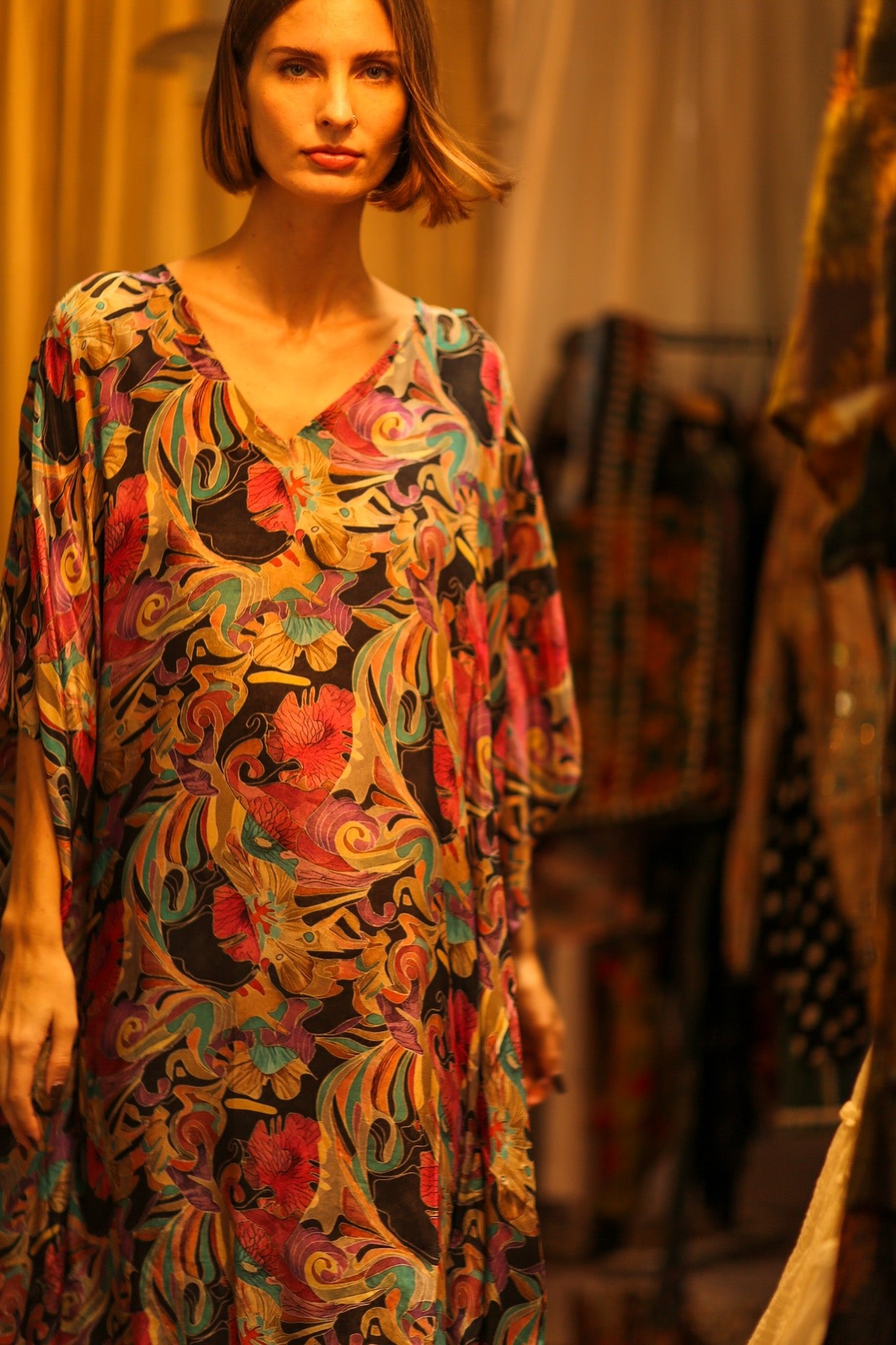 KAFTAN DRESS JEANNE - BANGKOK TAILOR CLOTHING STORE - HANDMADE CLOTHING