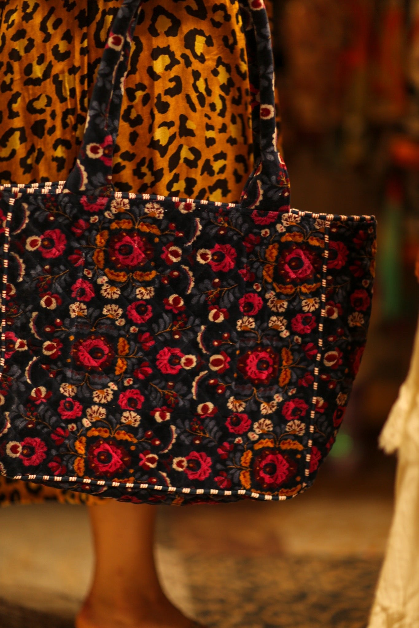 KALI VELVET BAG BOHO FLOWER M - BANGKOK TAILOR CLOTHING STORE - HANDMADE CLOTHING