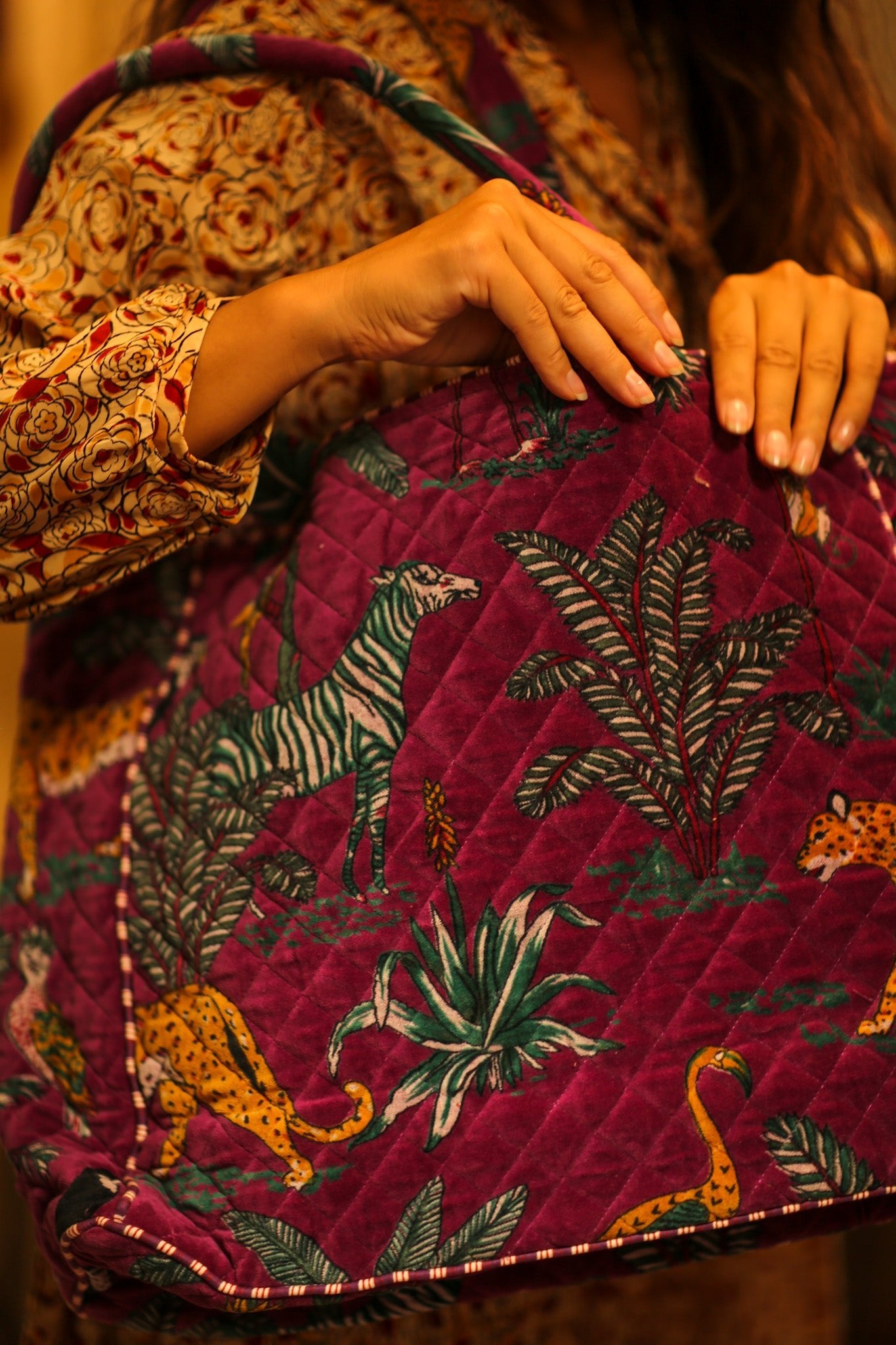 KALI VELVET BAG FUCHSIA SAFARI L - BANGKOK TAILOR CLOTHING STORE - HANDMADE CLOTHING