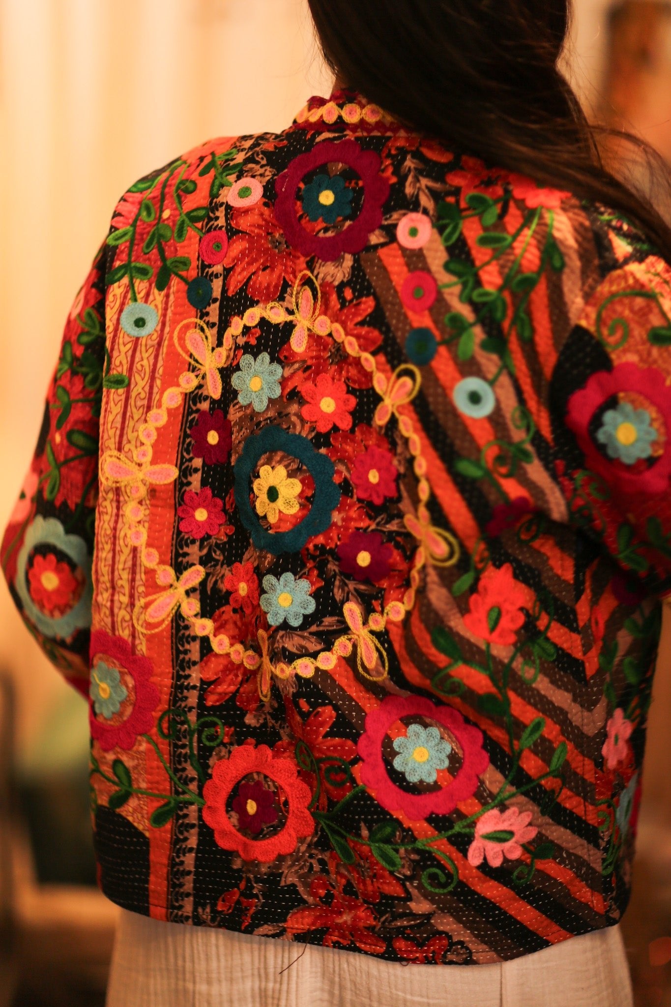 KANTHA EMBROIDERED JACKET INGRID DUSTIN - BANGKOK TAILOR CLOTHING STORE - HANDMADE CLOTHING
