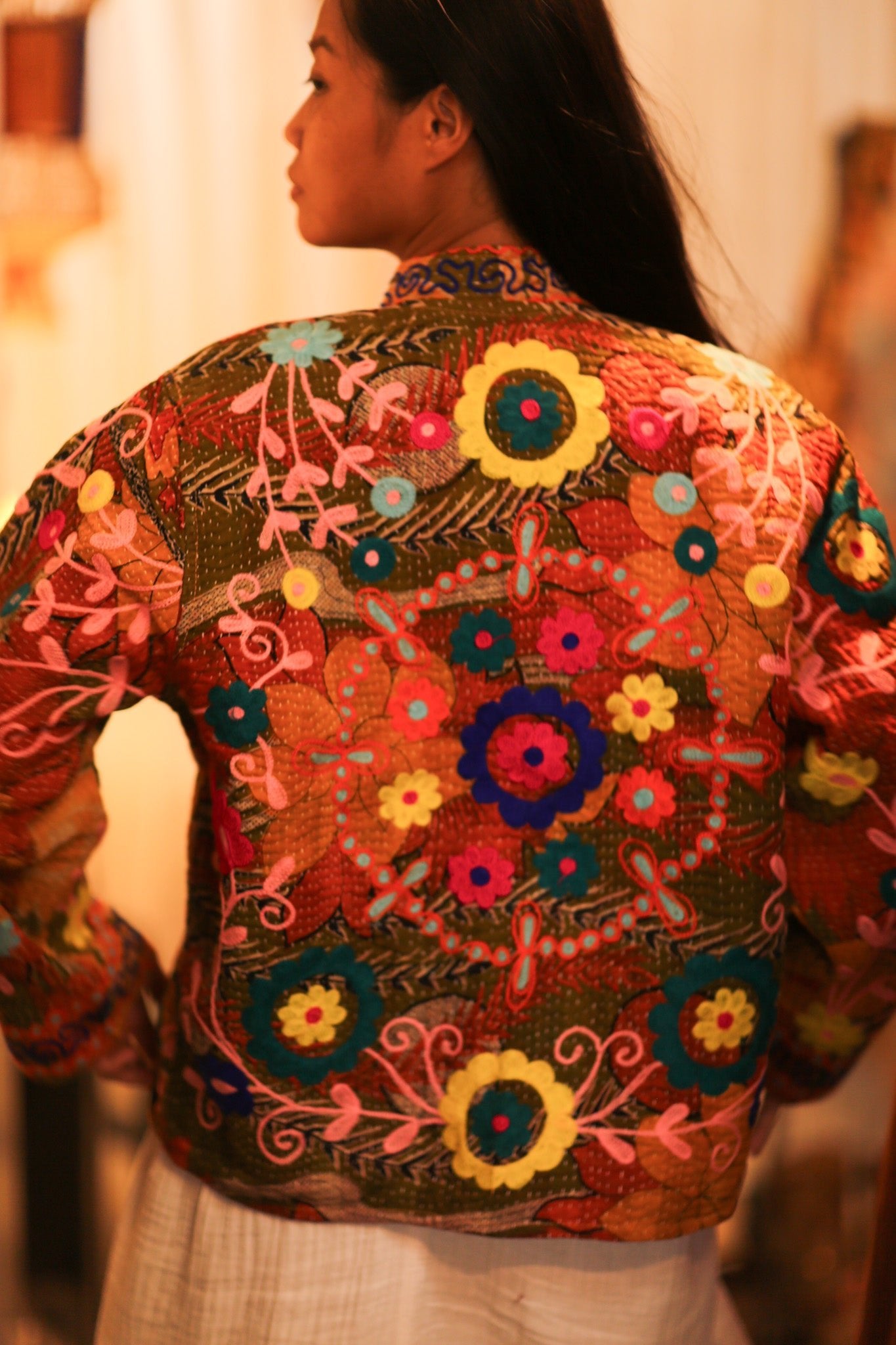 KANTHA EMBROIDERED JACKET INGRID HUGS - BANGKOK TAILOR CLOTHING STORE - HANDMADE CLOTHING