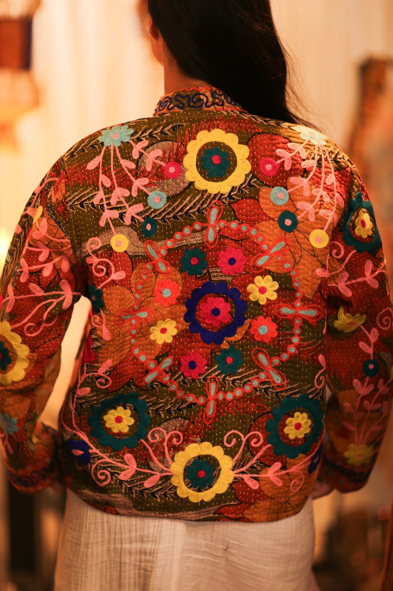 KANTHA EMBROIDERED JACKET INGRID HUGS - BANGKOK TAILOR CLOTHING STORE - HANDMADE CLOTHING