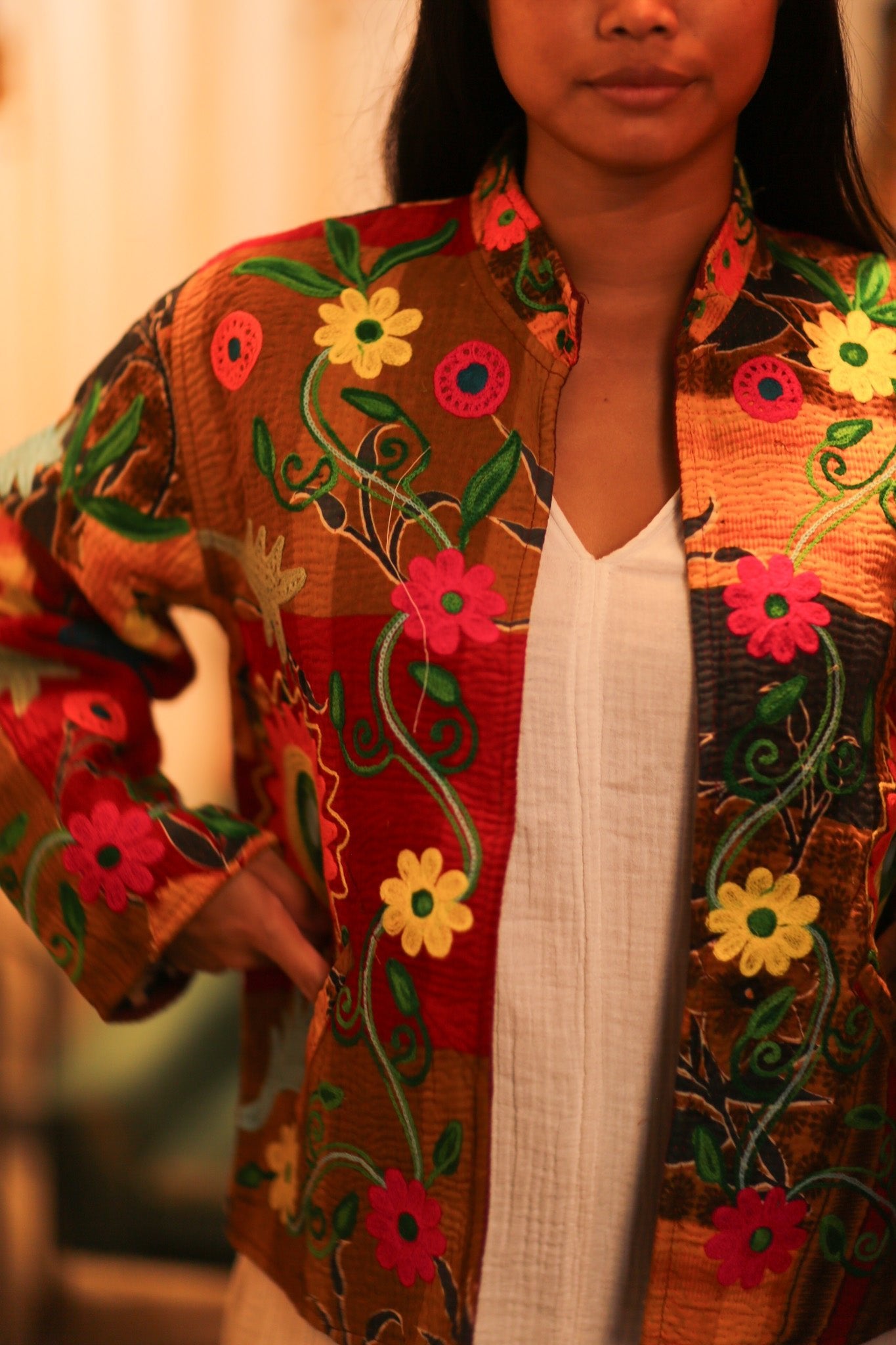 KANTHA EMBROIDERED JACKET INGRID MANU - BANGKOK TAILOR CLOTHING STORE - HANDMADE CLOTHING