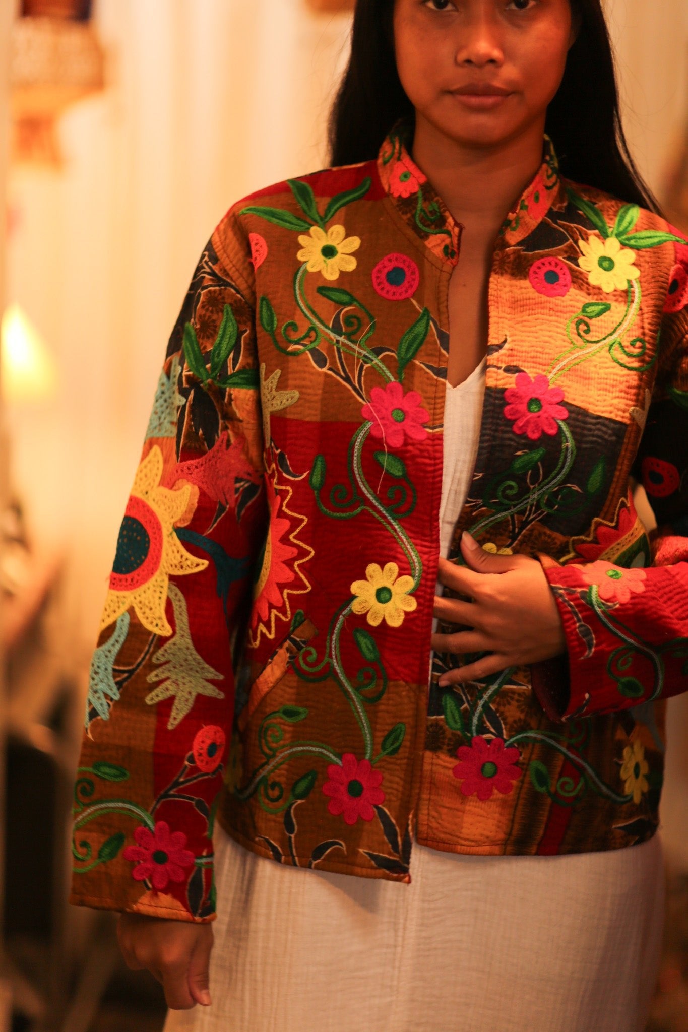 KANTHA EMBROIDERED JACKET INGRID MANU - BANGKOK TAILOR CLOTHING STORE - HANDMADE CLOTHING