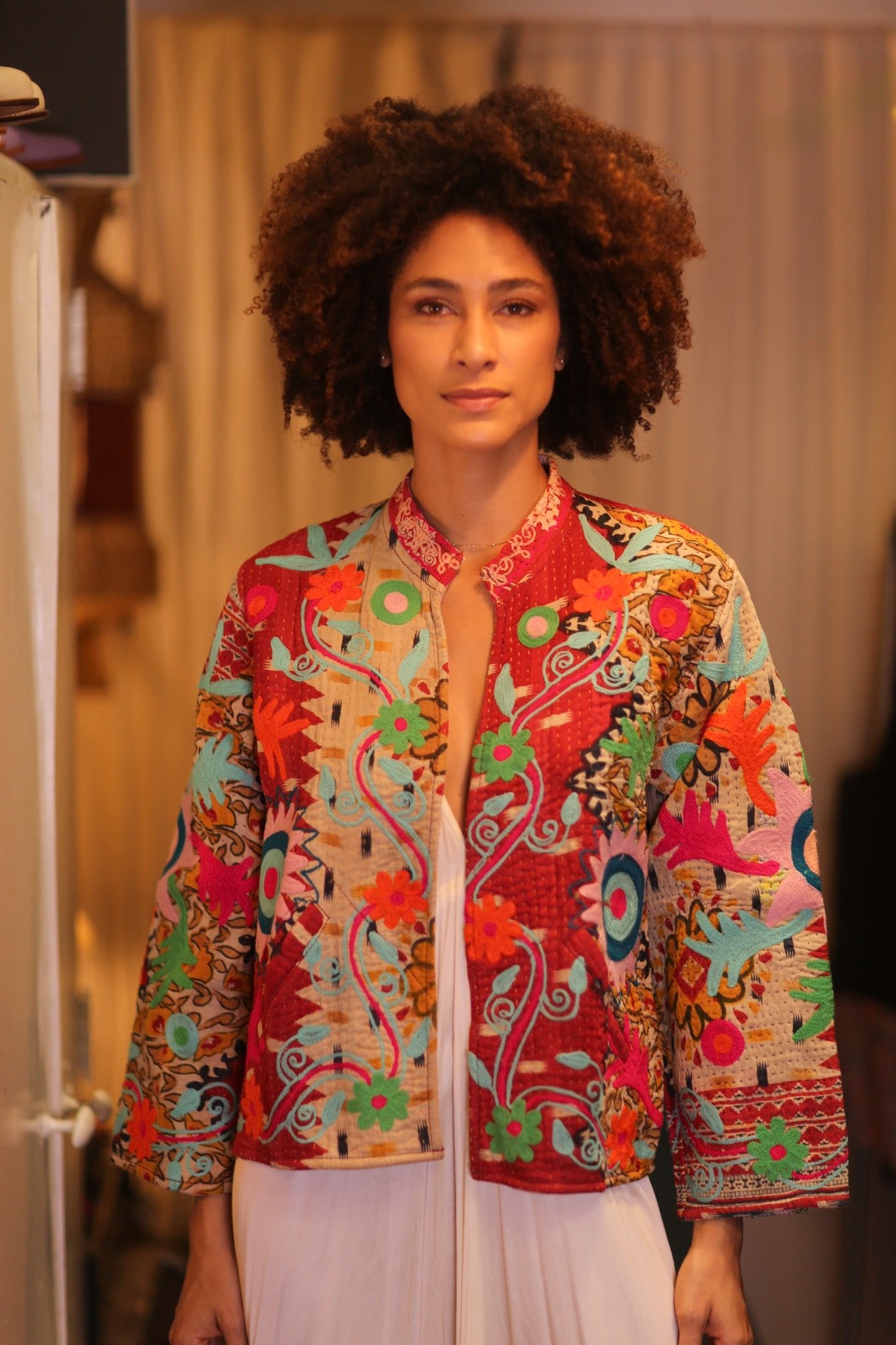 KANTHA EMBROIDERED JACKET INGRID WARYAW - BANGKOK TAILOR CLOTHING STORE - HANDMADE CLOTHING