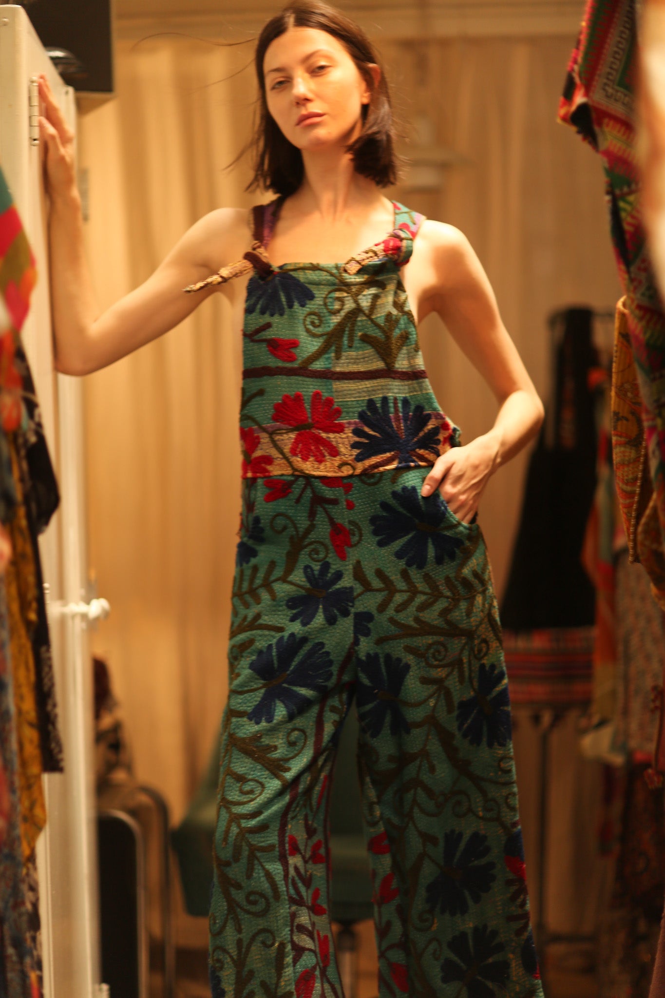 KANTHA EMBROIDERED JUMPSUIT ALEX - BANGKOK TAILOR CLOTHING STORE - HANDMADE CLOTHING