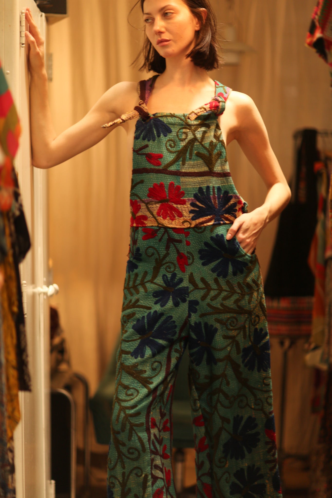 KANTHA EMBROIDERED JUMPSUIT ALEX - BANGKOK TAILOR CLOTHING STORE - HANDMADE CLOTHING