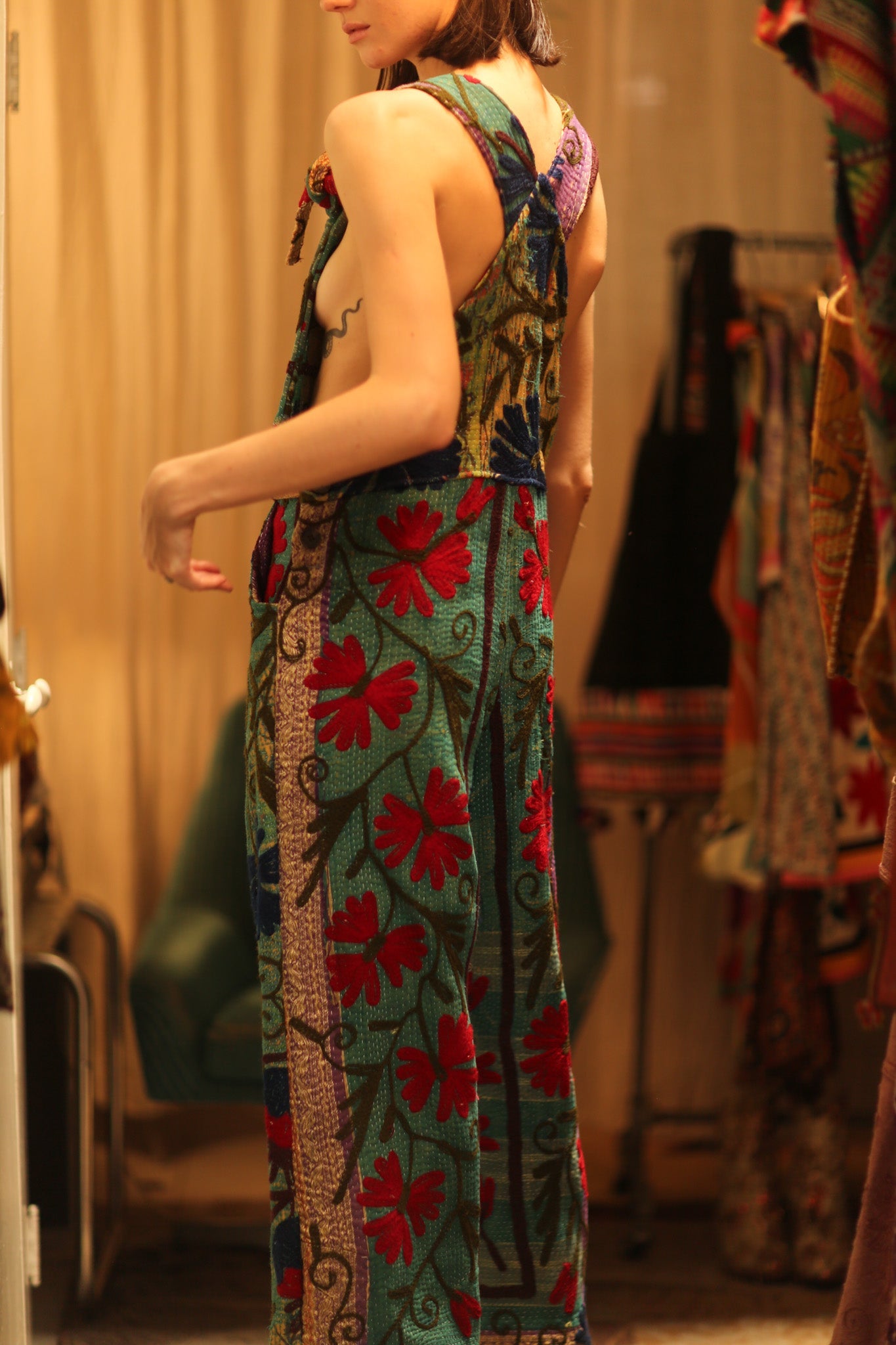KANTHA EMBROIDERED JUMPSUIT ALEX - BANGKOK TAILOR CLOTHING STORE - HANDMADE CLOTHING