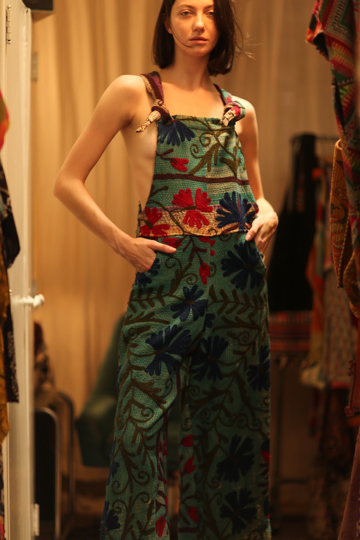 KANTHA EMBROIDERED JUMPSUIT ALEX - BANGKOK TAILOR CLOTHING STORE - HANDMADE CLOTHING