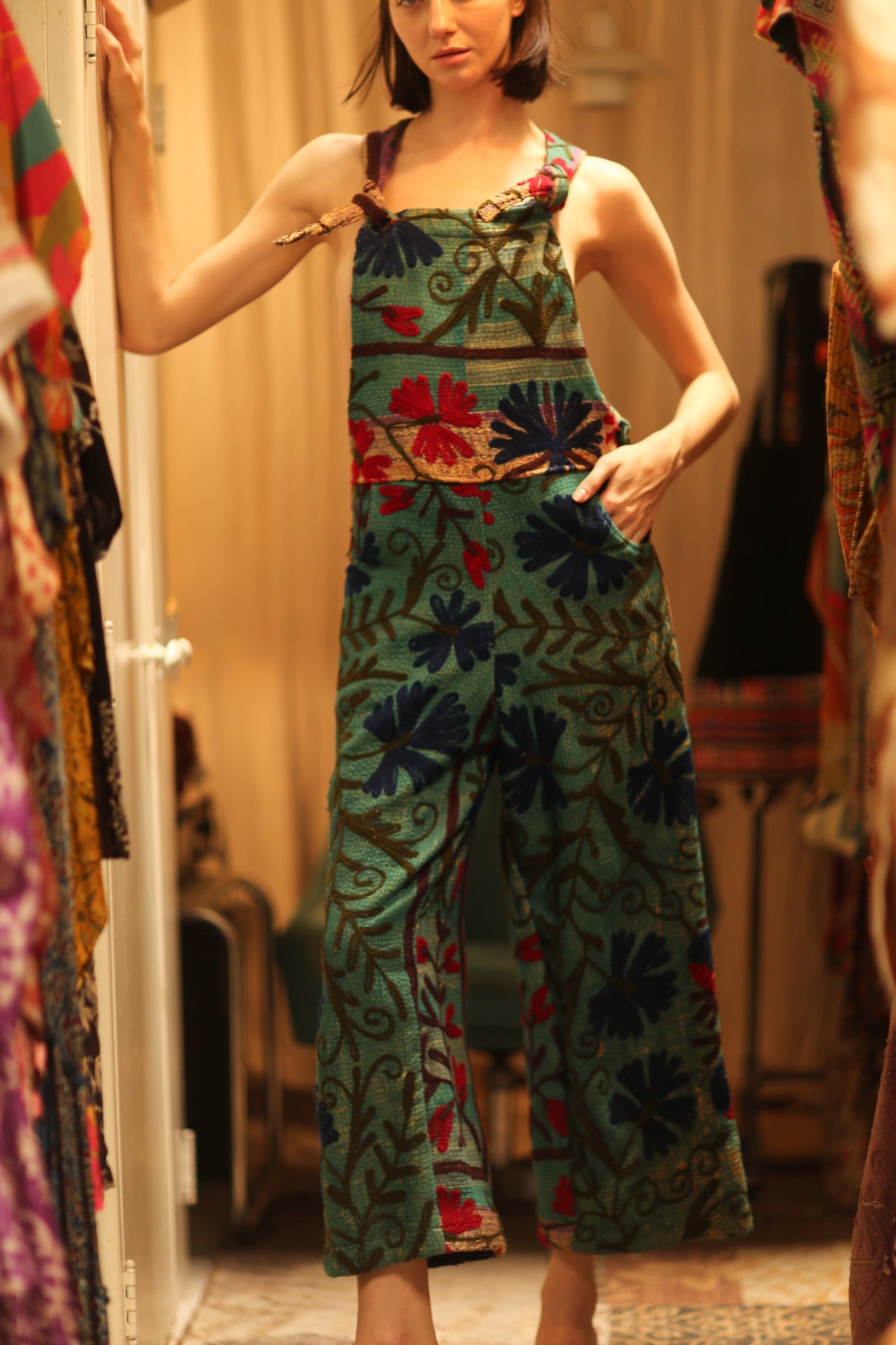 KANTHA EMBROIDERED JUMPSUIT ALEX - BANGKOK TAILOR CLOTHING STORE - HANDMADE CLOTHING