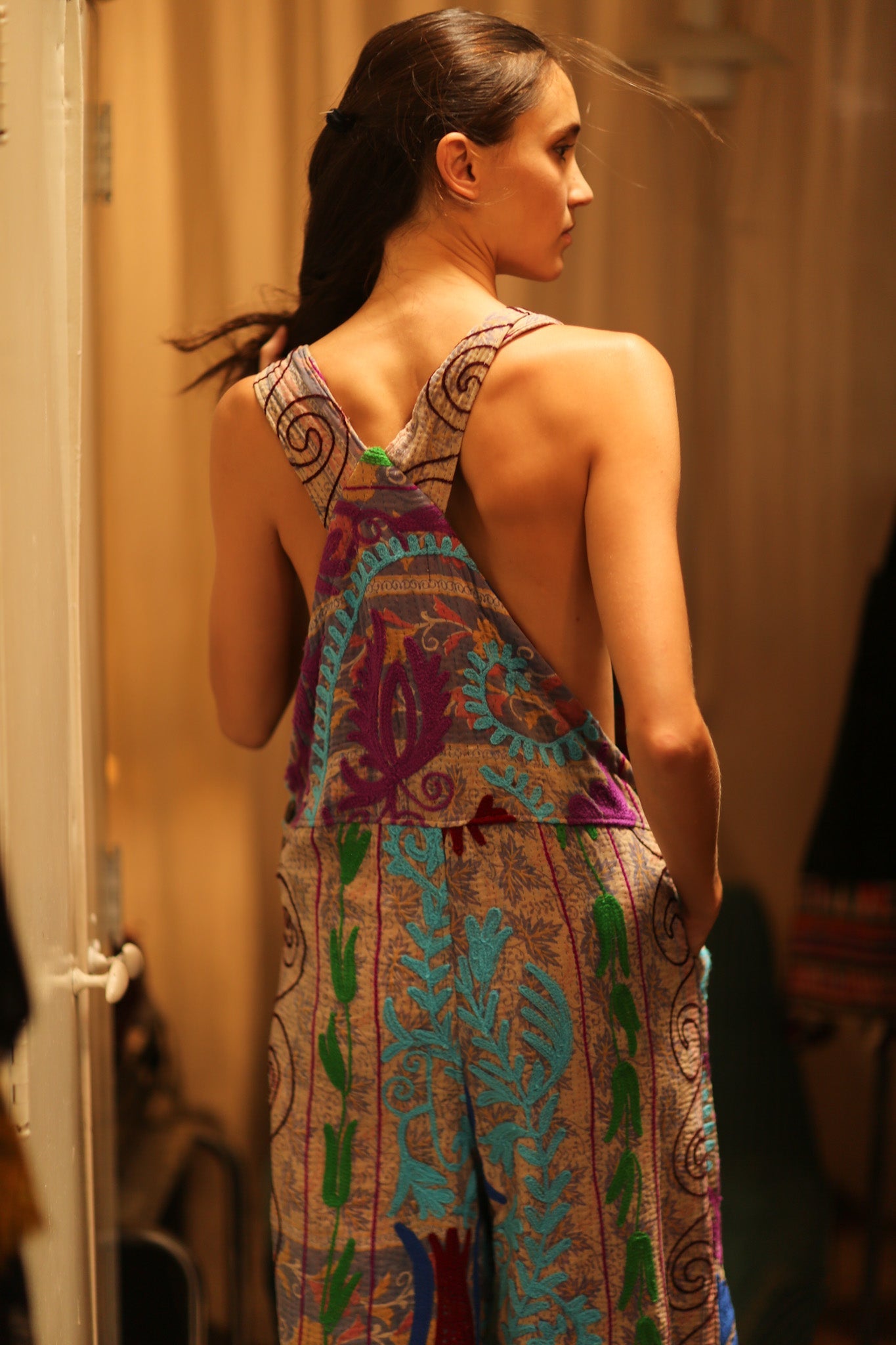 KANTHA EMBROIDERED JUMPSUIT FREYA - BANGKOK TAILOR CLOTHING STORE - HANDMADE CLOTHING
