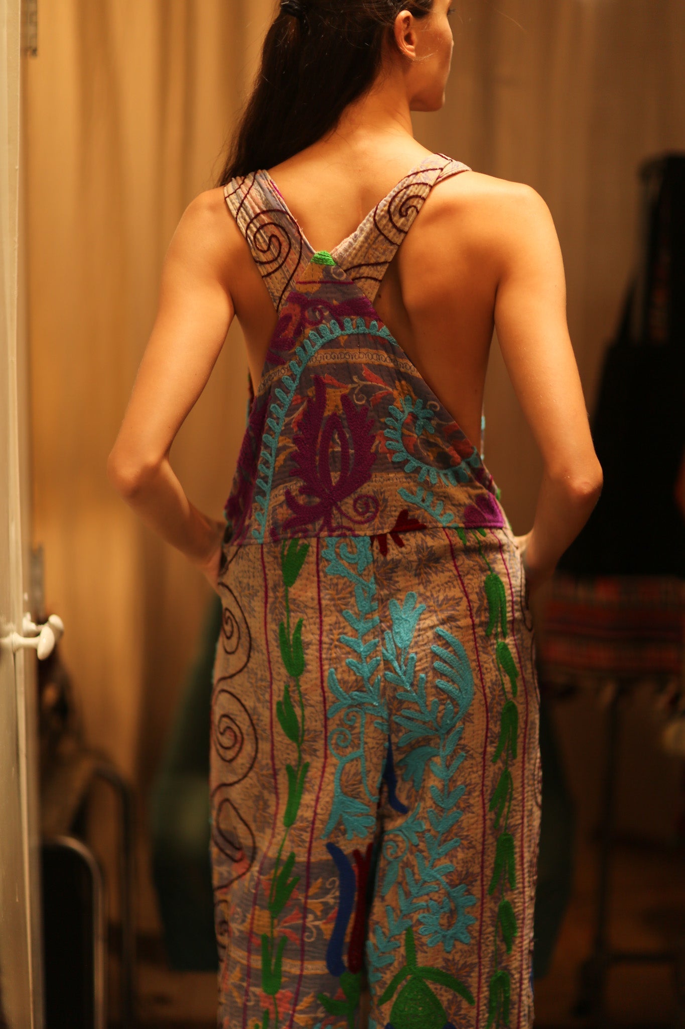 KANTHA EMBROIDERED JUMPSUIT FREYA - BANGKOK TAILOR CLOTHING STORE - HANDMADE CLOTHING