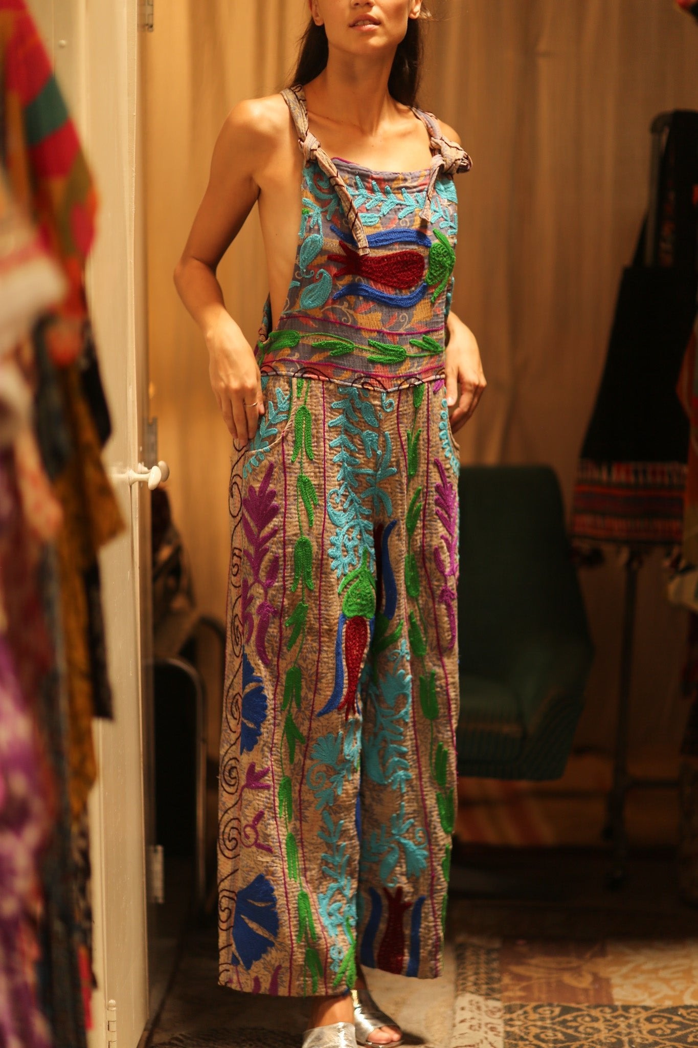 KANTHA EMBROIDERED JUMPSUIT FREYA - BANGKOK TAILOR CLOTHING STORE - HANDMADE CLOTHING