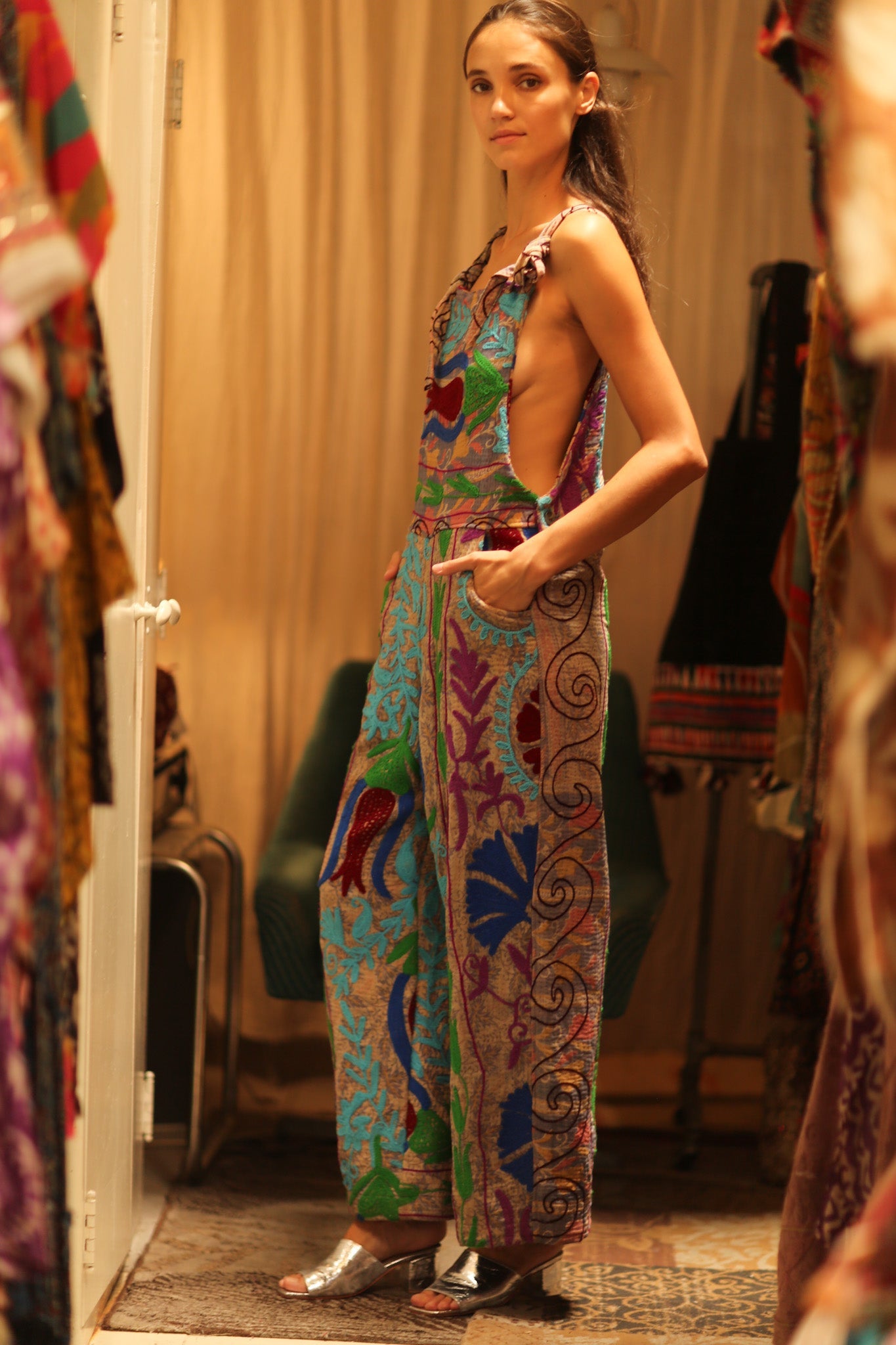KANTHA EMBROIDERED JUMPSUIT FREYA - BANGKOK TAILOR CLOTHING STORE - HANDMADE CLOTHING