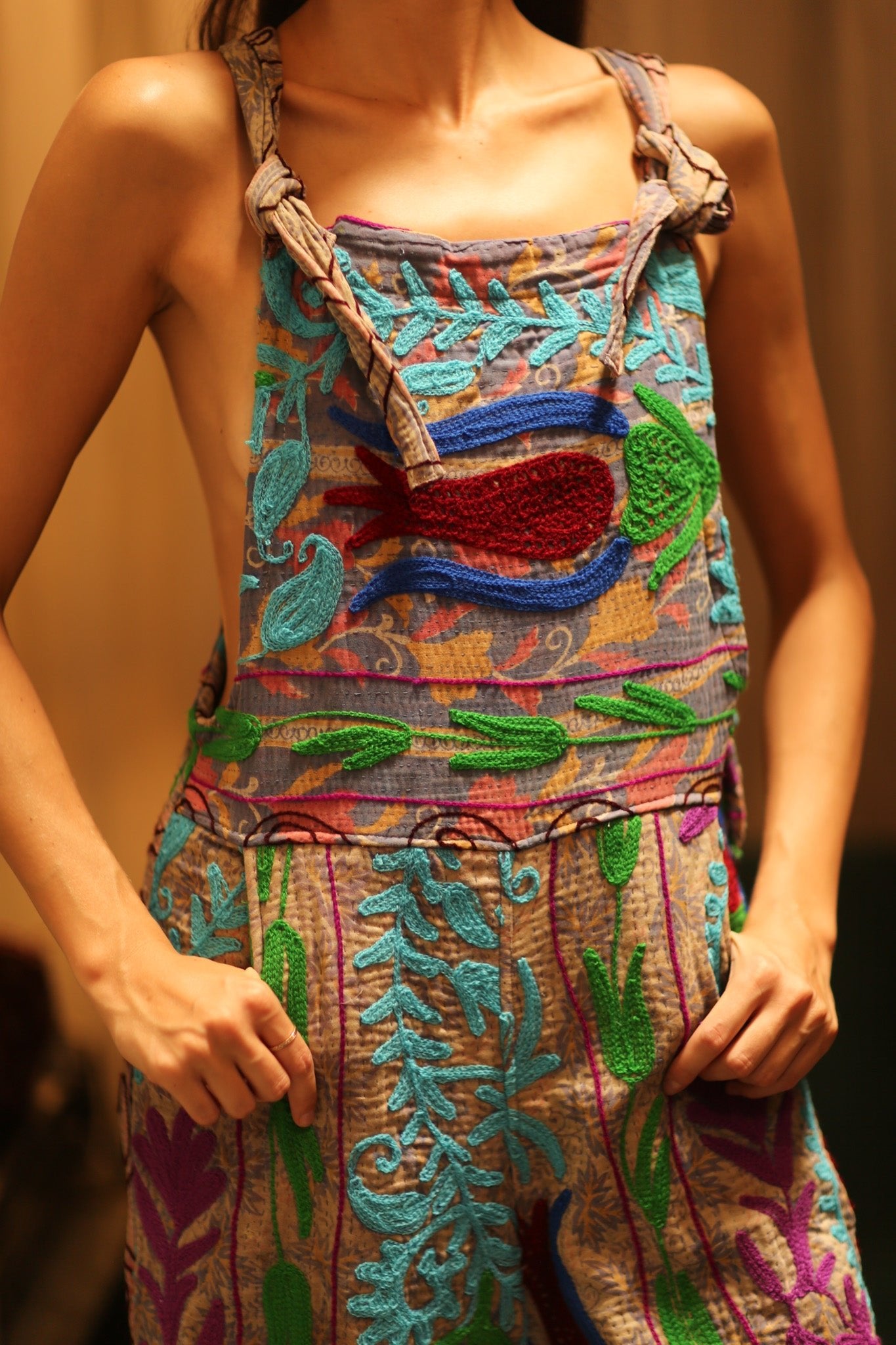 KANTHA EMBROIDERED JUMPSUIT FREYA - BANGKOK TAILOR CLOTHING STORE - HANDMADE CLOTHING