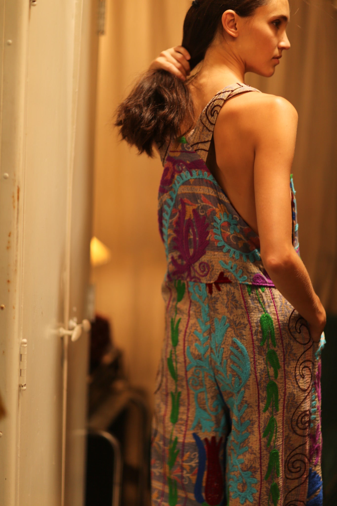 KANTHA EMBROIDERED JUMPSUIT FREYA - BANGKOK TAILOR CLOTHING STORE - HANDMADE CLOTHING