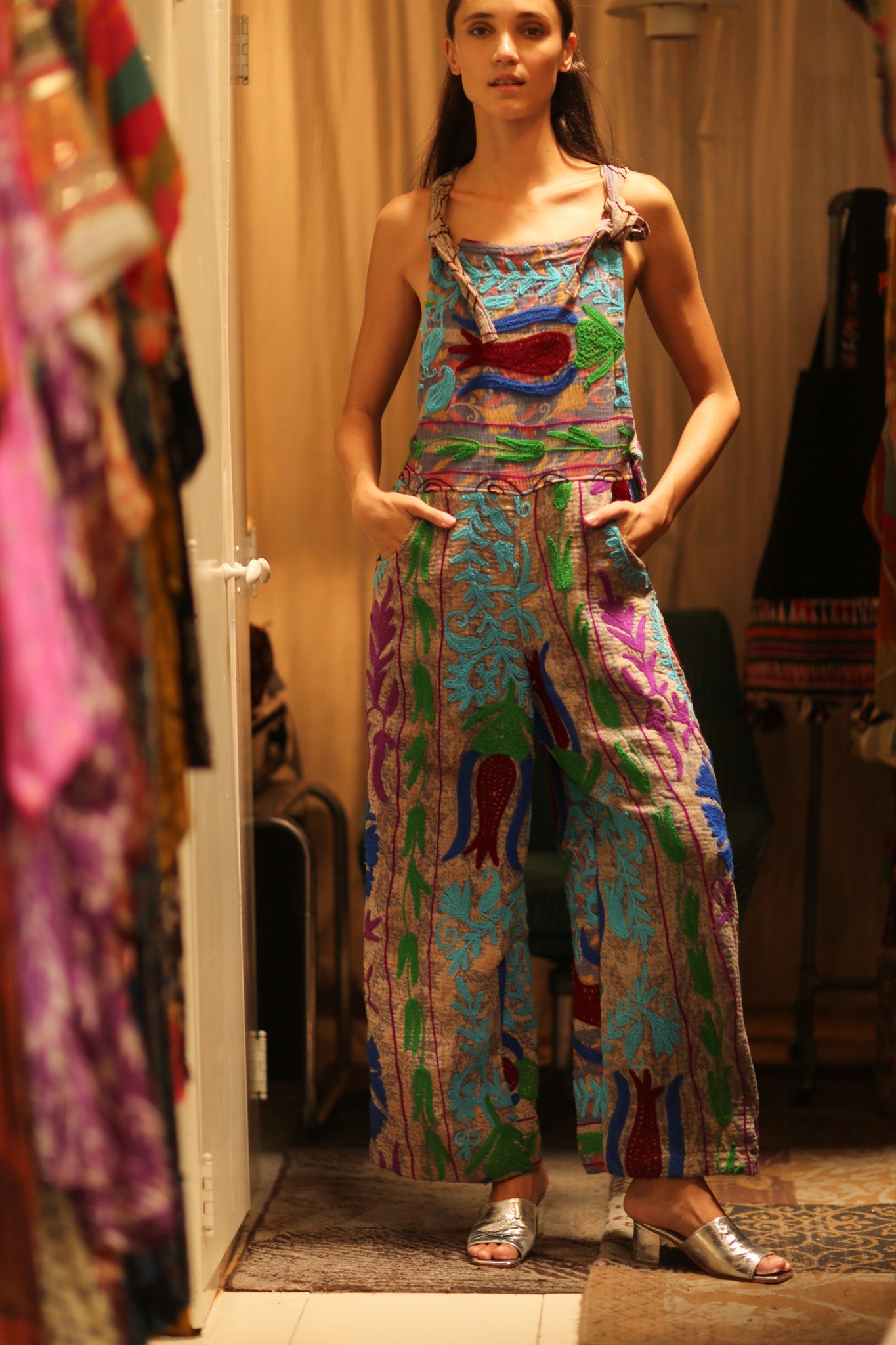 KANTHA EMBROIDERED JUMPSUIT FREYA - BANGKOK TAILOR CLOTHING STORE - HANDMADE CLOTHING