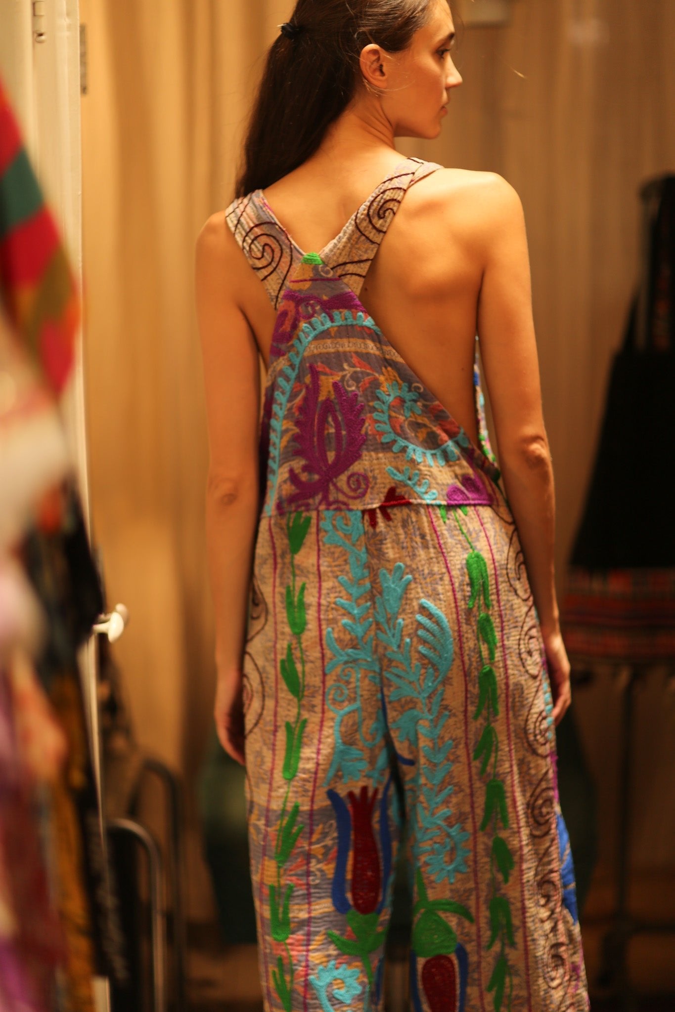 KANTHA EMBROIDERED JUMPSUIT FREYA - BANGKOK TAILOR CLOTHING STORE - HANDMADE CLOTHING