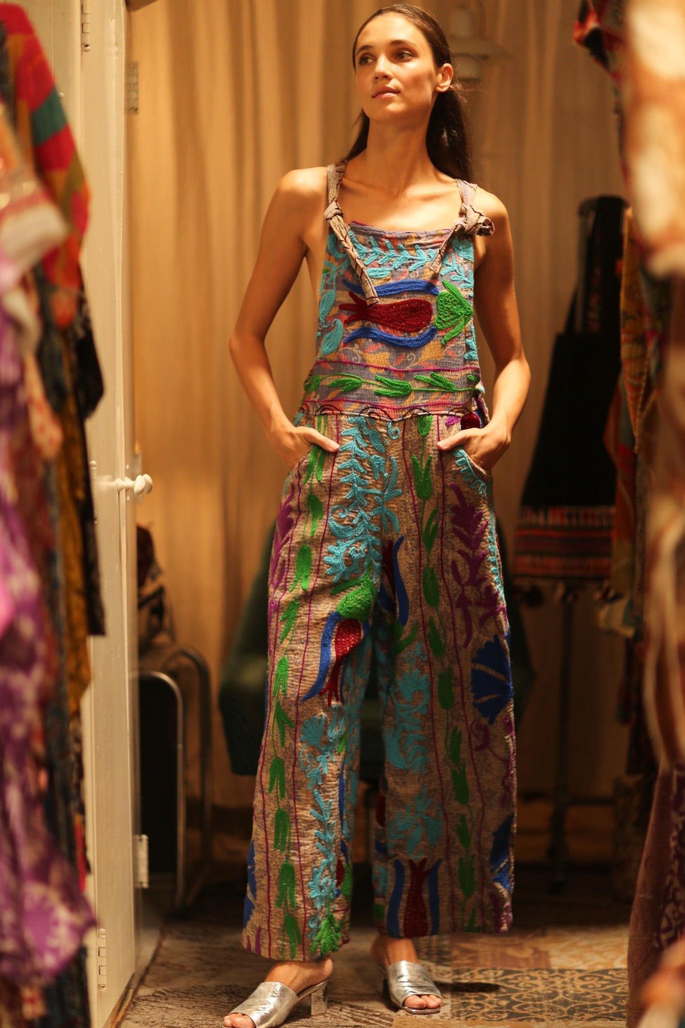 KANTHA EMBROIDERED JUMPSUIT FREYA - BANGKOK TAILOR CLOTHING STORE - HANDMADE CLOTHING