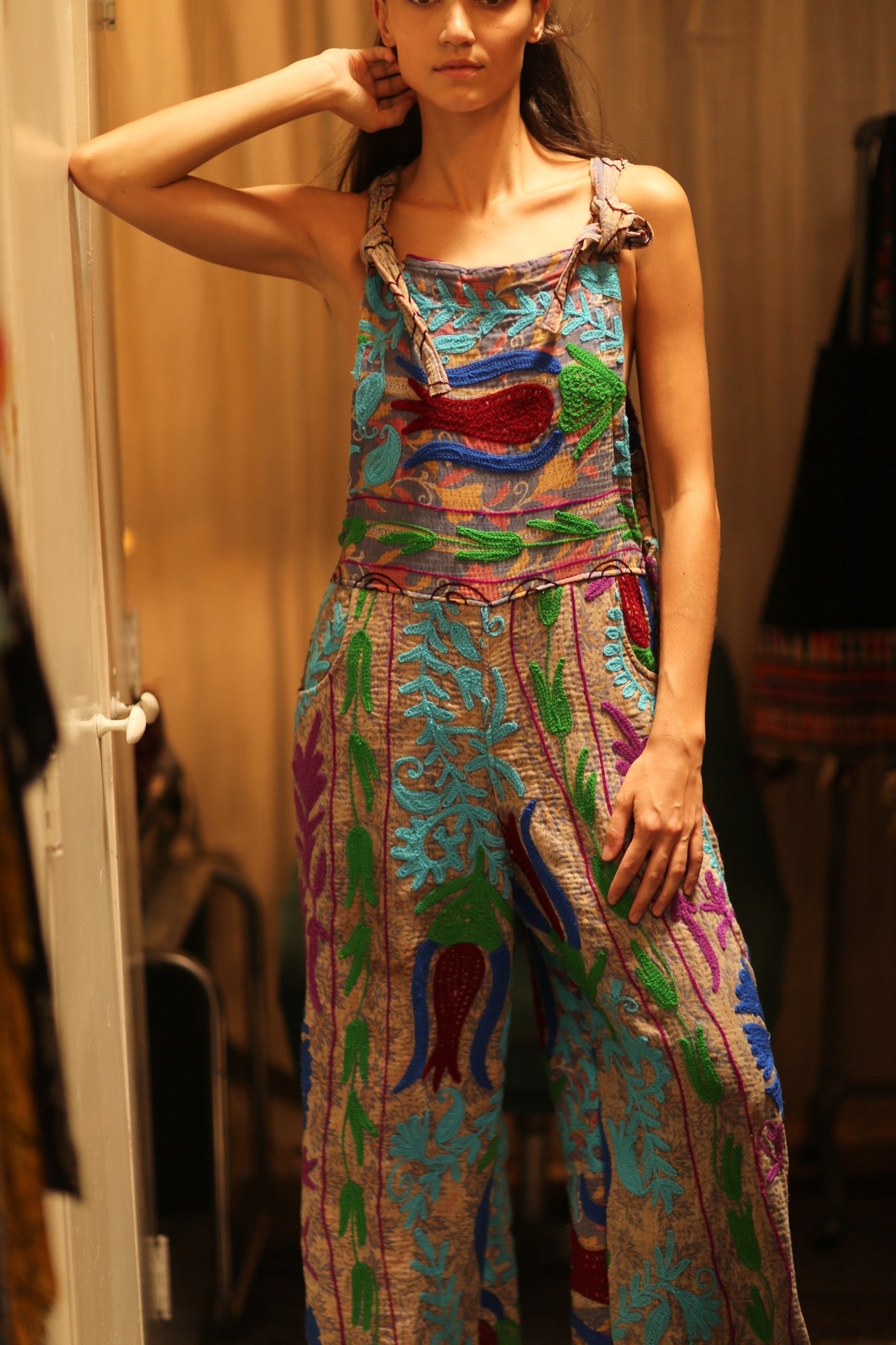 KANTHA EMBROIDERED JUMPSUIT FREYA - BANGKOK TAILOR CLOTHING STORE - HANDMADE CLOTHING