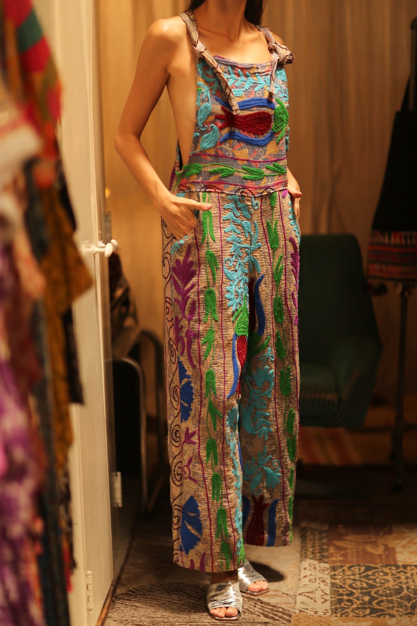 KANTHA EMBROIDERED JUMPSUIT FREYA - BANGKOK TAILOR CLOTHING STORE - HANDMADE CLOTHING