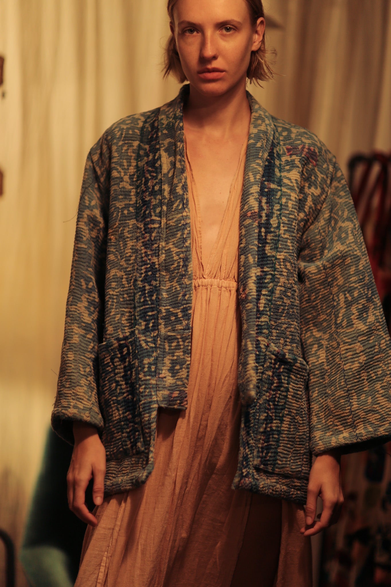 KANTHA EMBROIDERED KIMONO JACKET - BANGKOK TAILOR CLOTHING STORE - HANDMADE CLOTHING