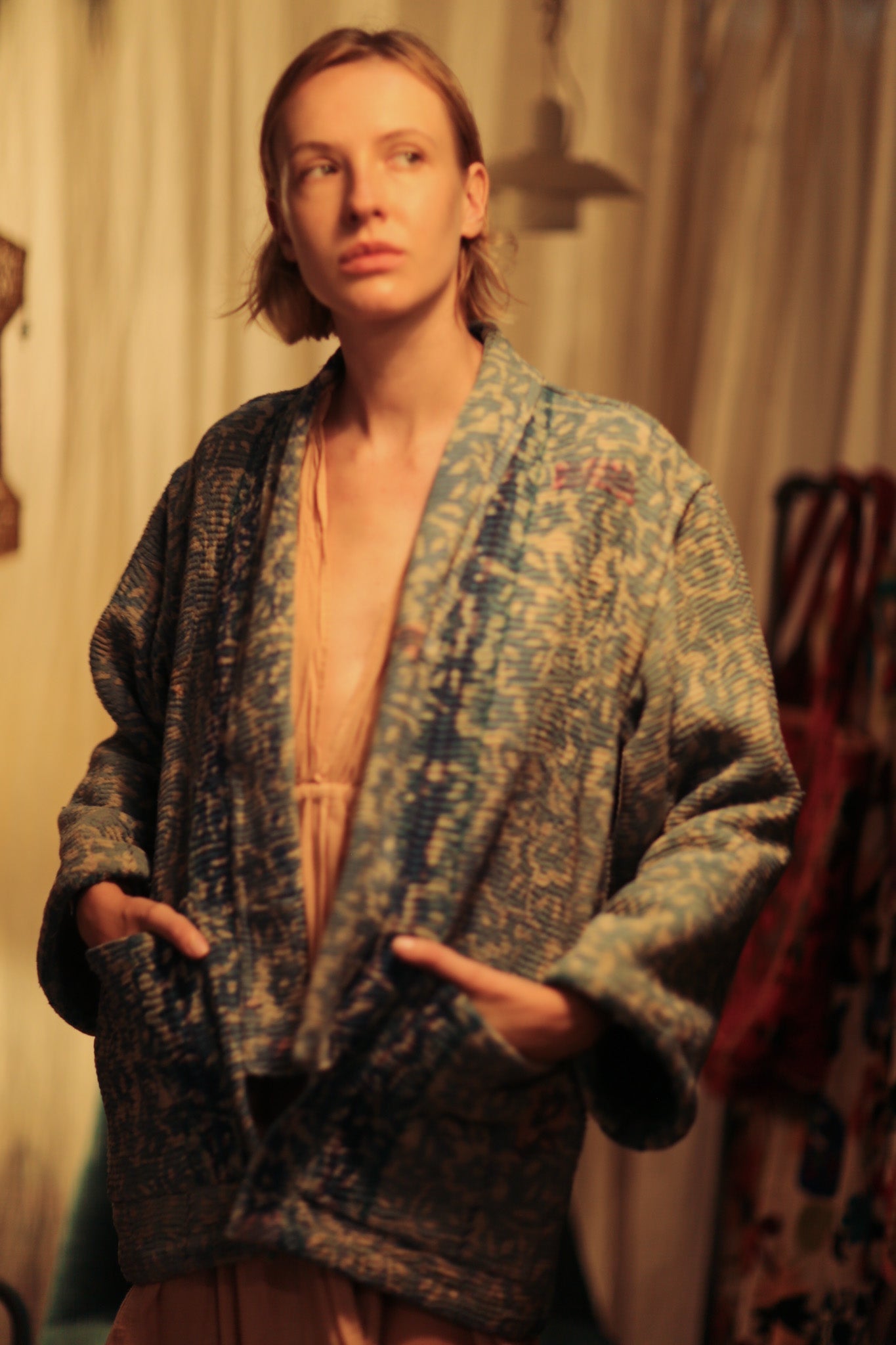 KANTHA EMBROIDERED KIMONO JACKET - BANGKOK TAILOR CLOTHING STORE - HANDMADE CLOTHING
