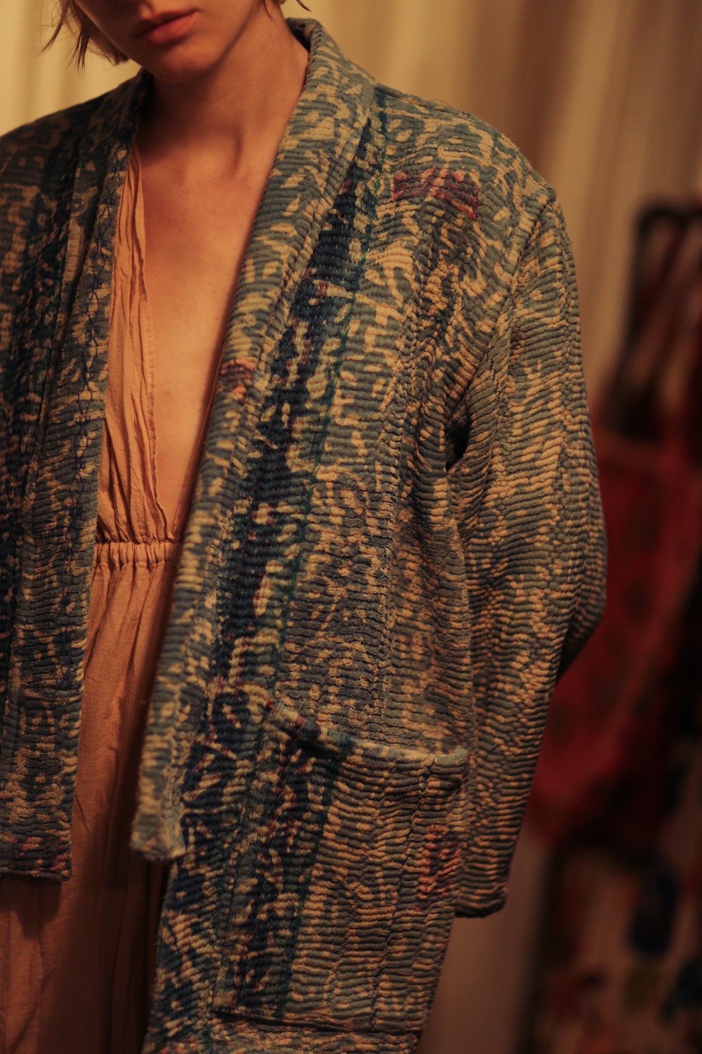 KANTHA EMBROIDERED KIMONO JACKET - BANGKOK TAILOR CLOTHING STORE - HANDMADE CLOTHING