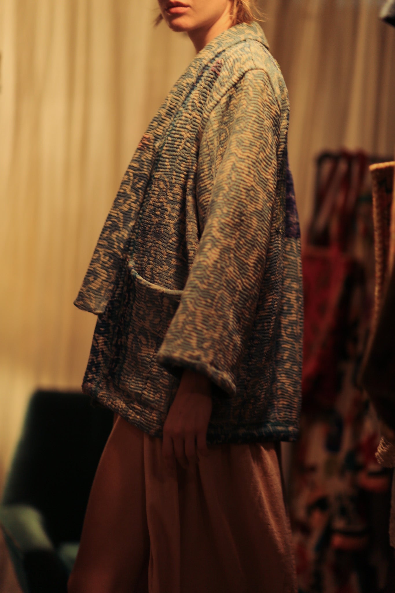 KANTHA EMBROIDERED KIMONO JACKET - BANGKOK TAILOR CLOTHING STORE - HANDMADE CLOTHING