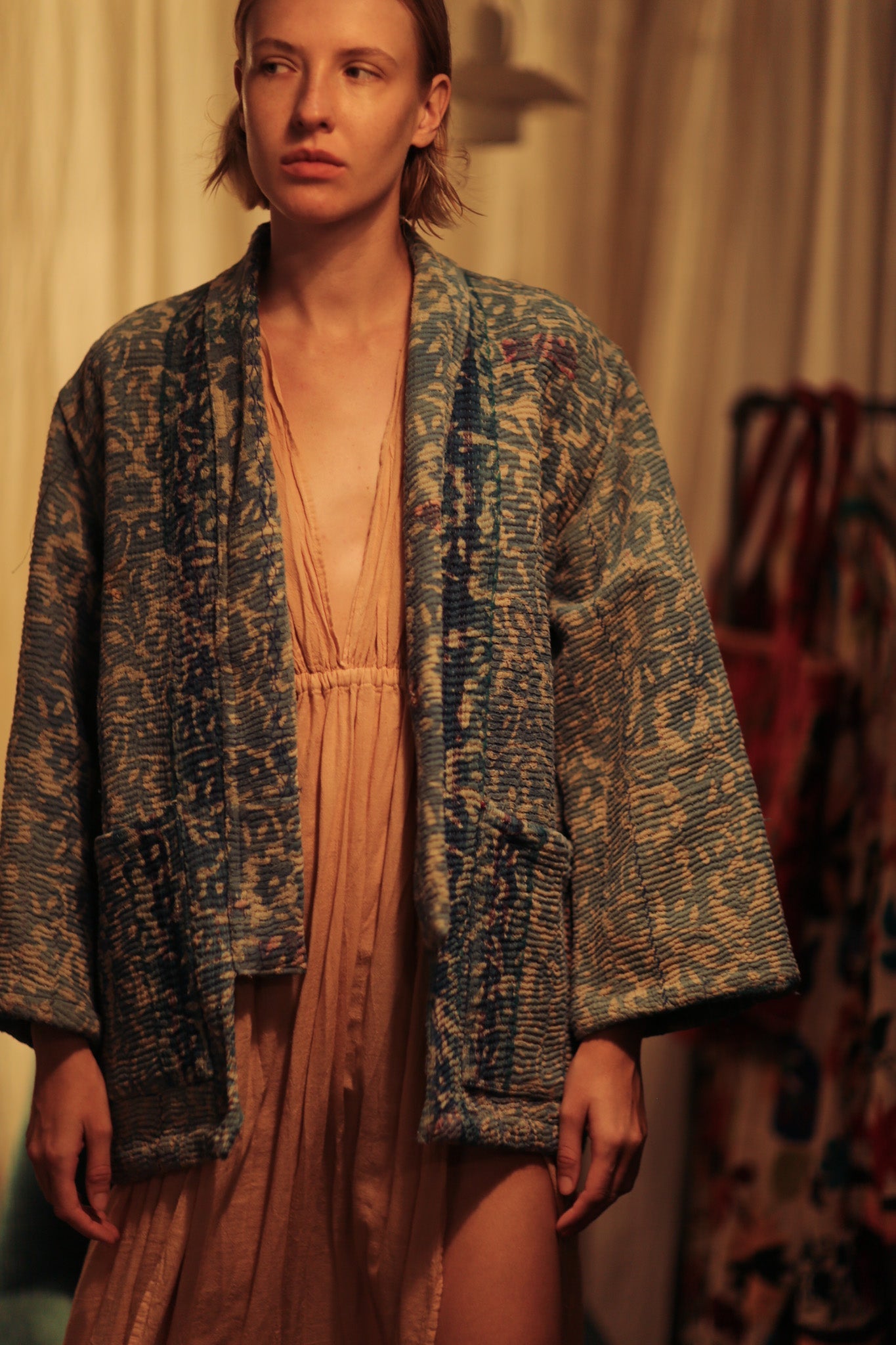 KANTHA EMBROIDERED KIMONO JACKET - BANGKOK TAILOR CLOTHING STORE - HANDMADE CLOTHING